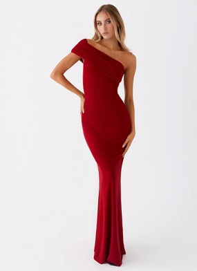 Reine Maxi Dress - Red Satin Grace Business casual