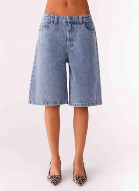 button fly Orleans Denim Jorts - Blue