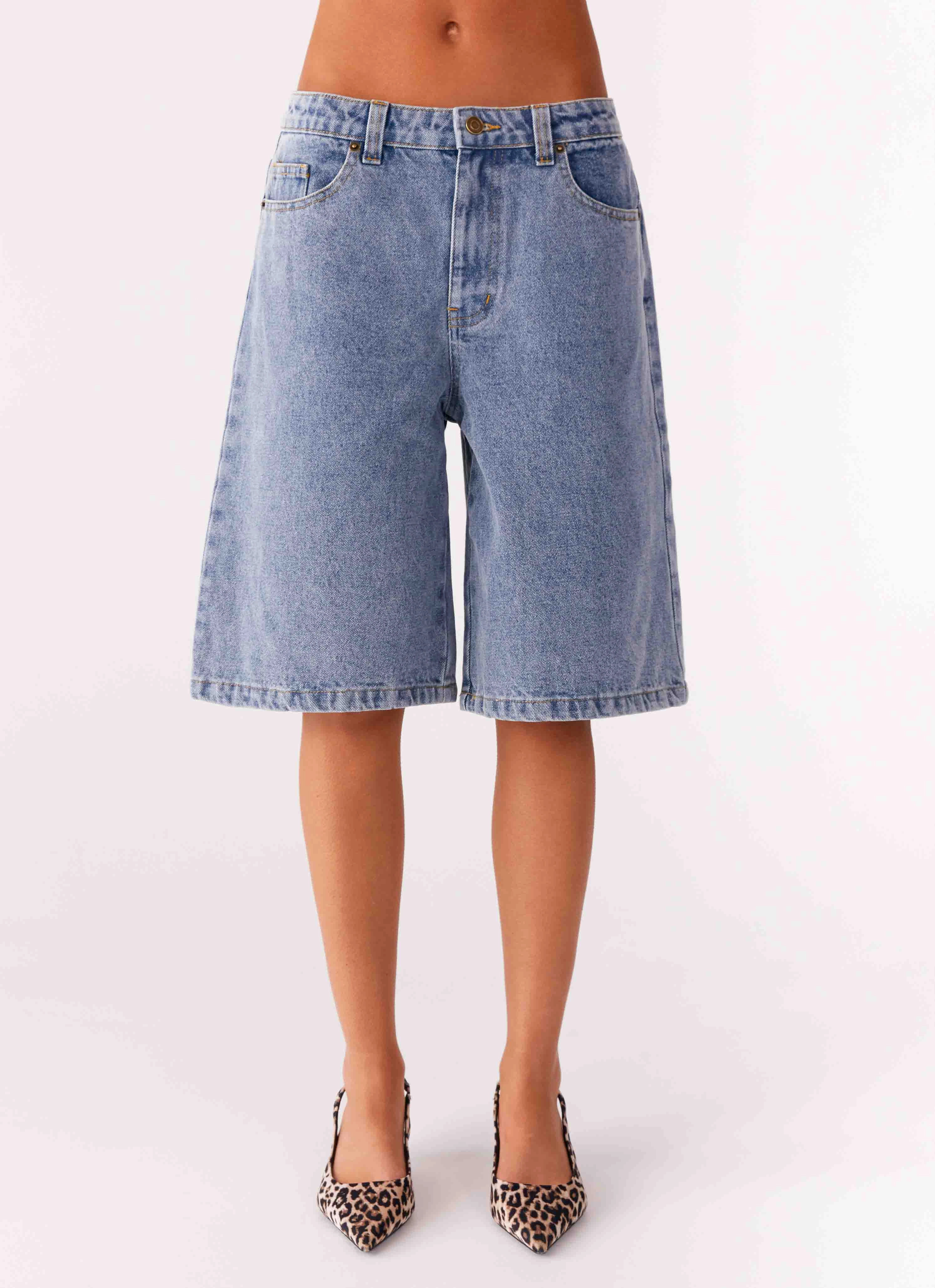button fly Orleans Denim Jorts - Blue