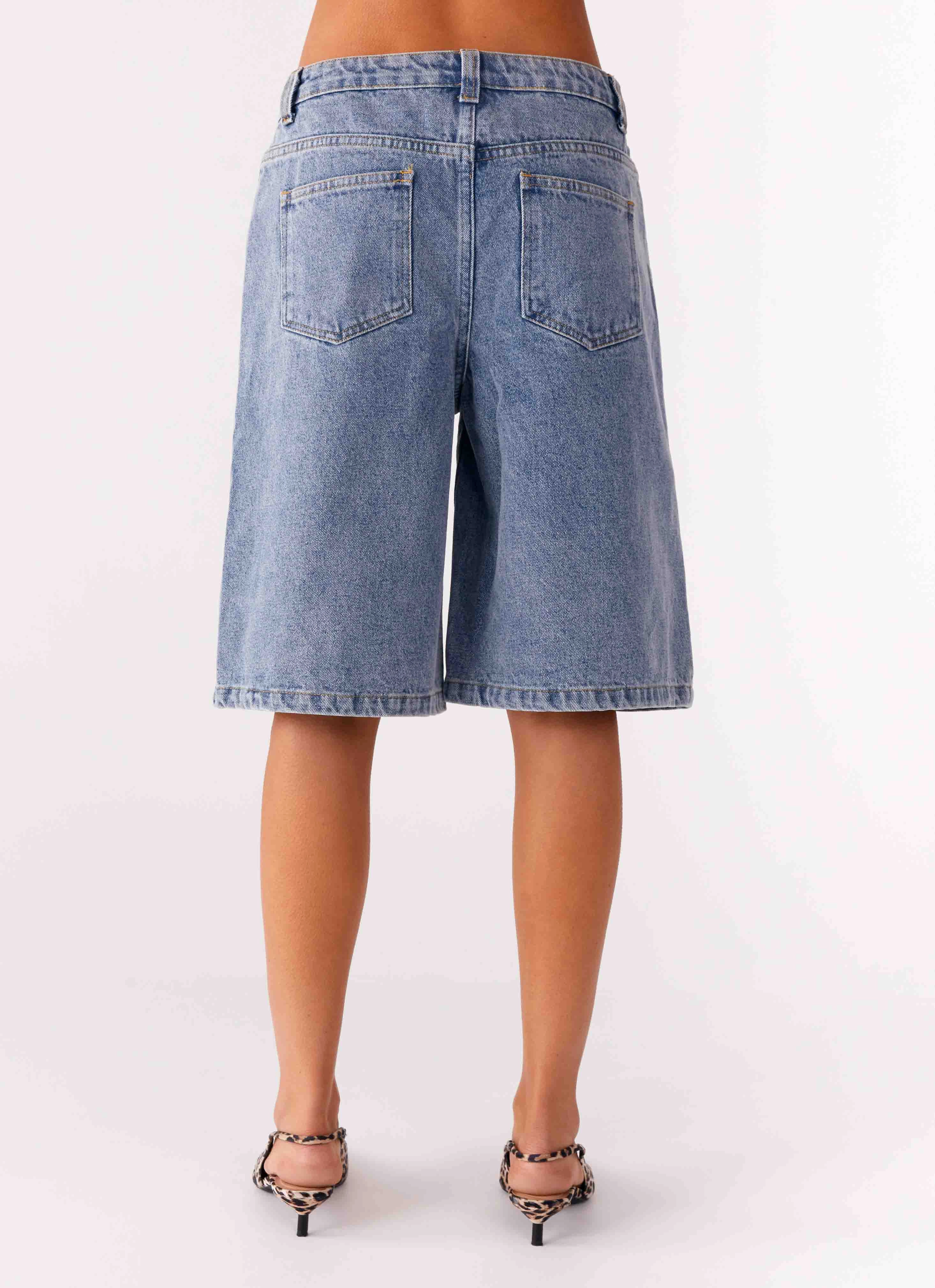 Orleans Denim Jorts - Blue Mid - rise