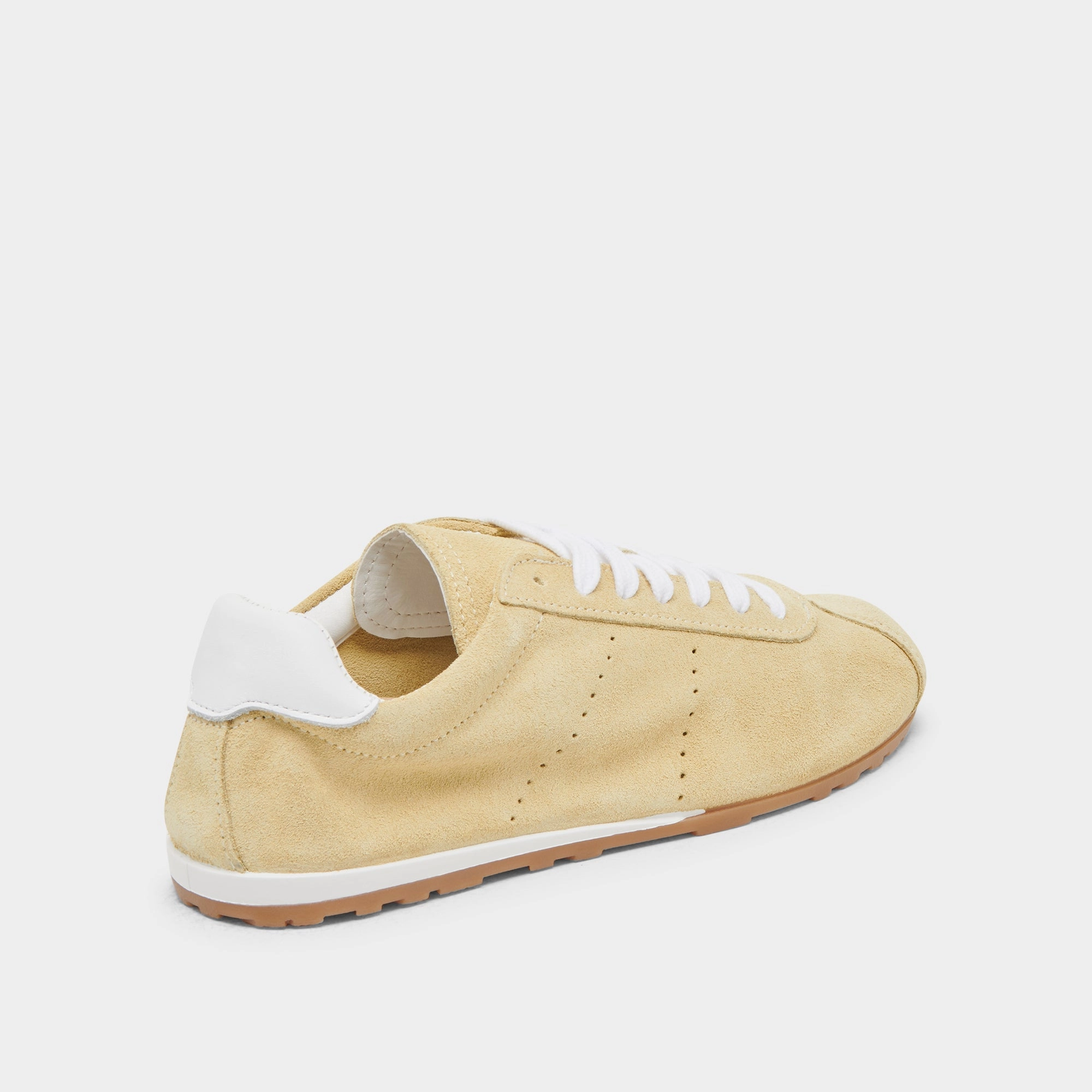 SERINA SNEAKERS YELLOW SUEDE Chill Walks Asymmetric Lacing Designs