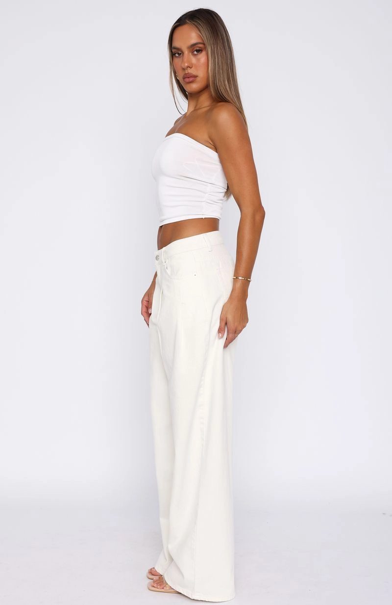 Iris Low Rise Wide Leg Jeans Off White Day Off Fit Breathable Minimalist