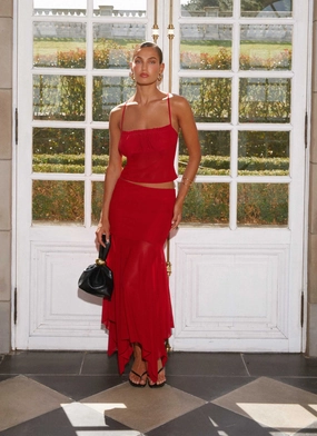 Dionne Maxi Skirt - Red Full Circle