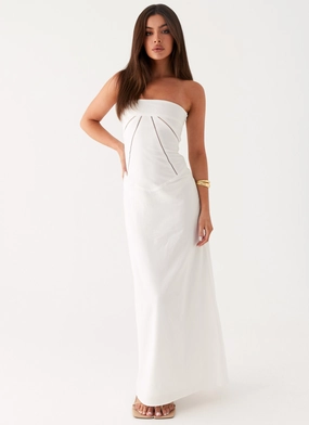 Cerisa Linen Maxi Dress - White Style Blend