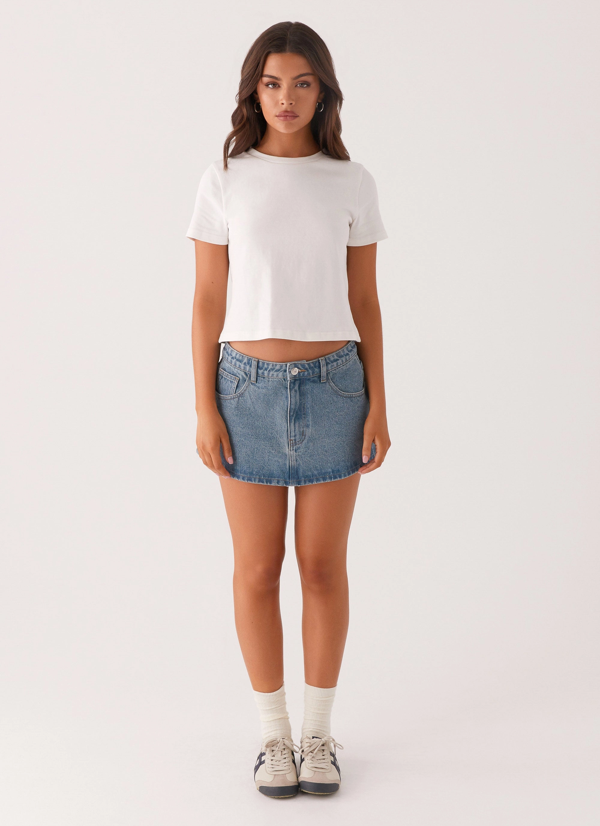 Weekend Outfit Dance Practice Carrie Denim Mini Skirt - Washed Indigo