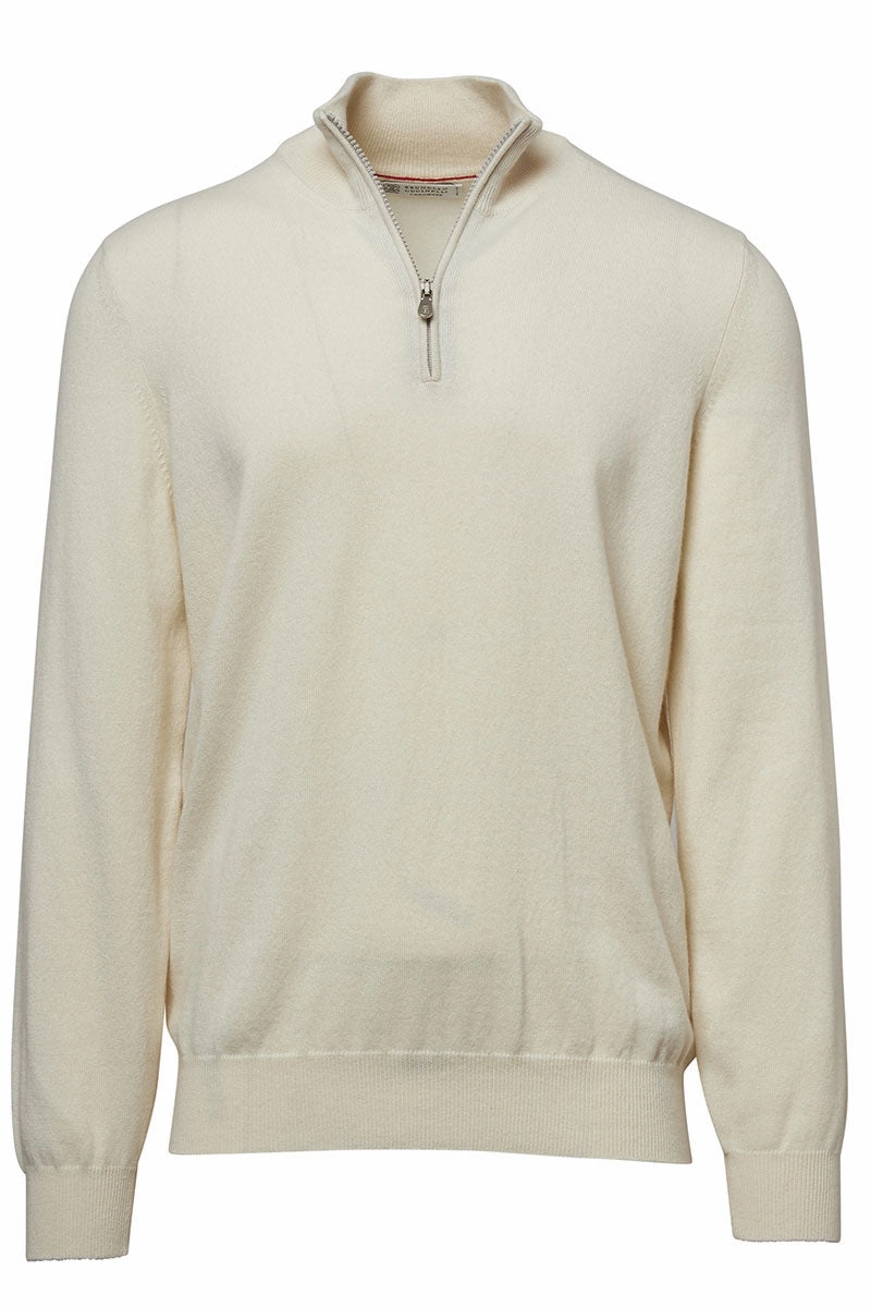Cashmere Quarter Zip Sweater Adaptive Fit Silhouette Sport Performance