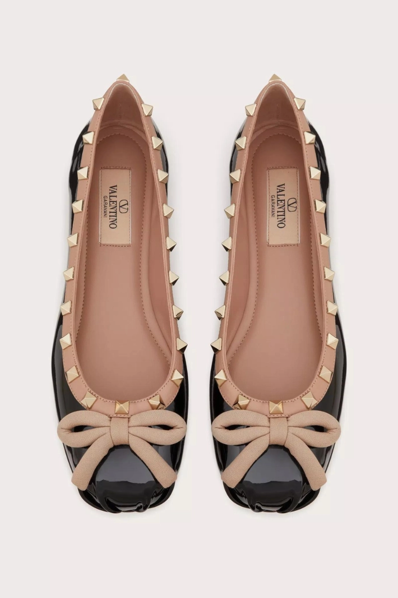Comfortable Sole Ankle Support Rockstud Leather Ballerina
