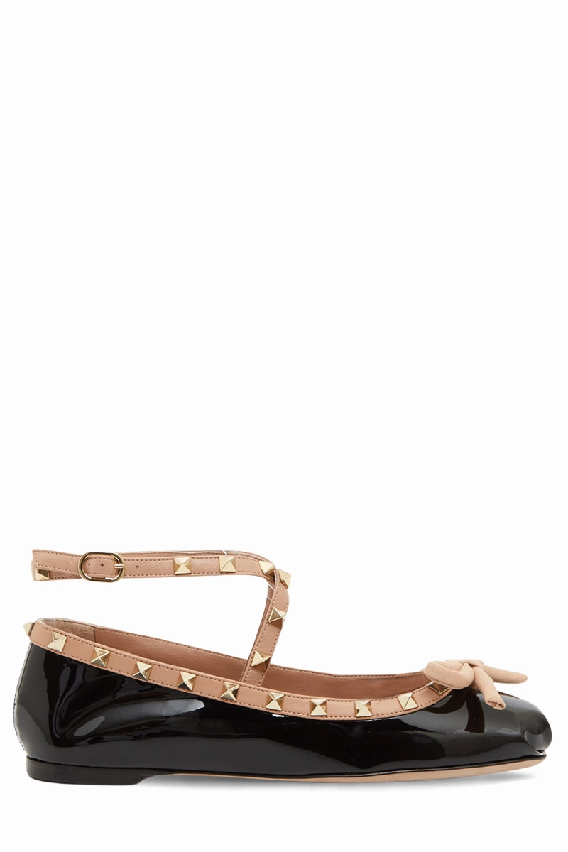 Rockstud Patent Leather Ballerina Cozy Padding Classic Lady
