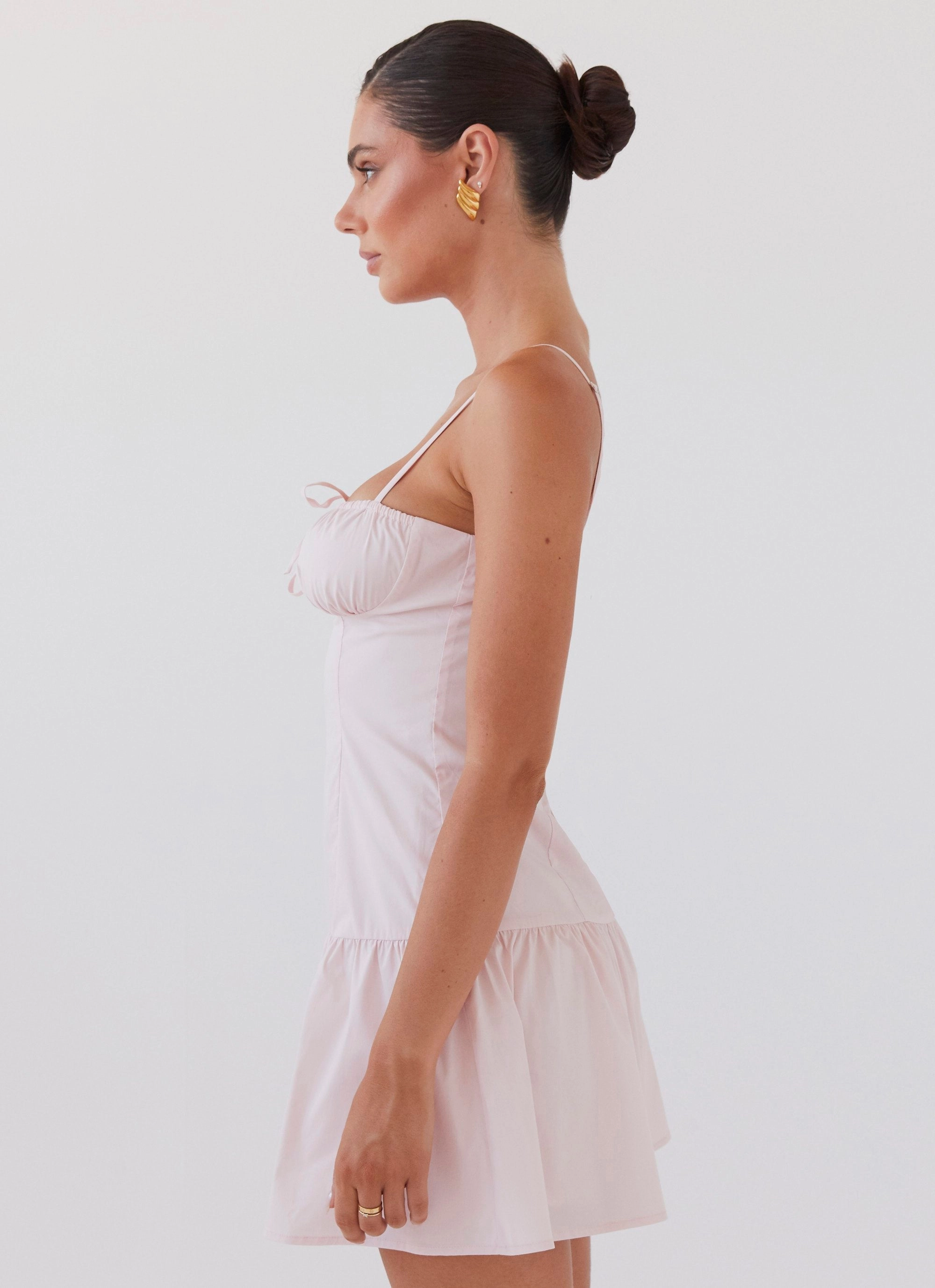 Romantic Charm Bustier Mini Dress - Baby Pink Elegant Layering