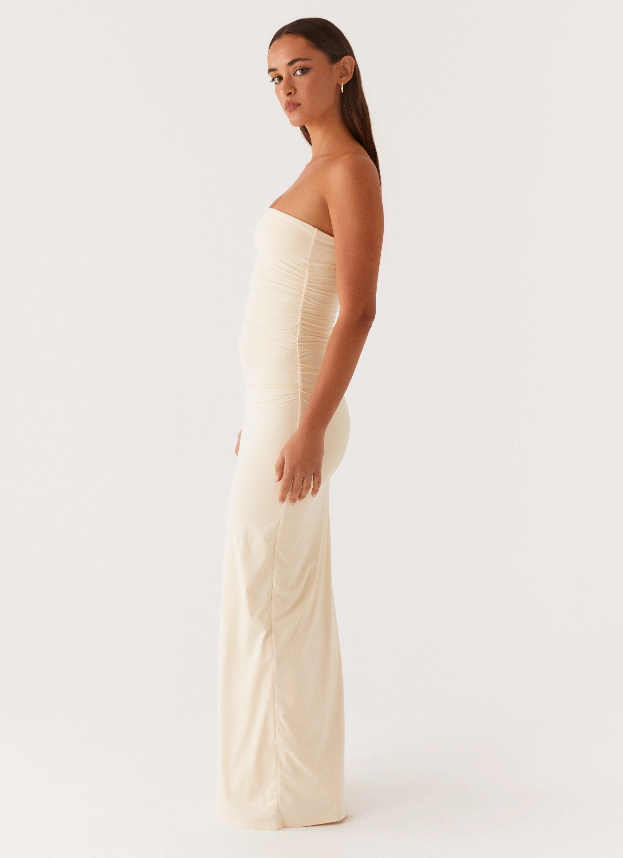 Romee Strapless Maxi Dress - Pastel Yellow Quick Look Subtle Edge