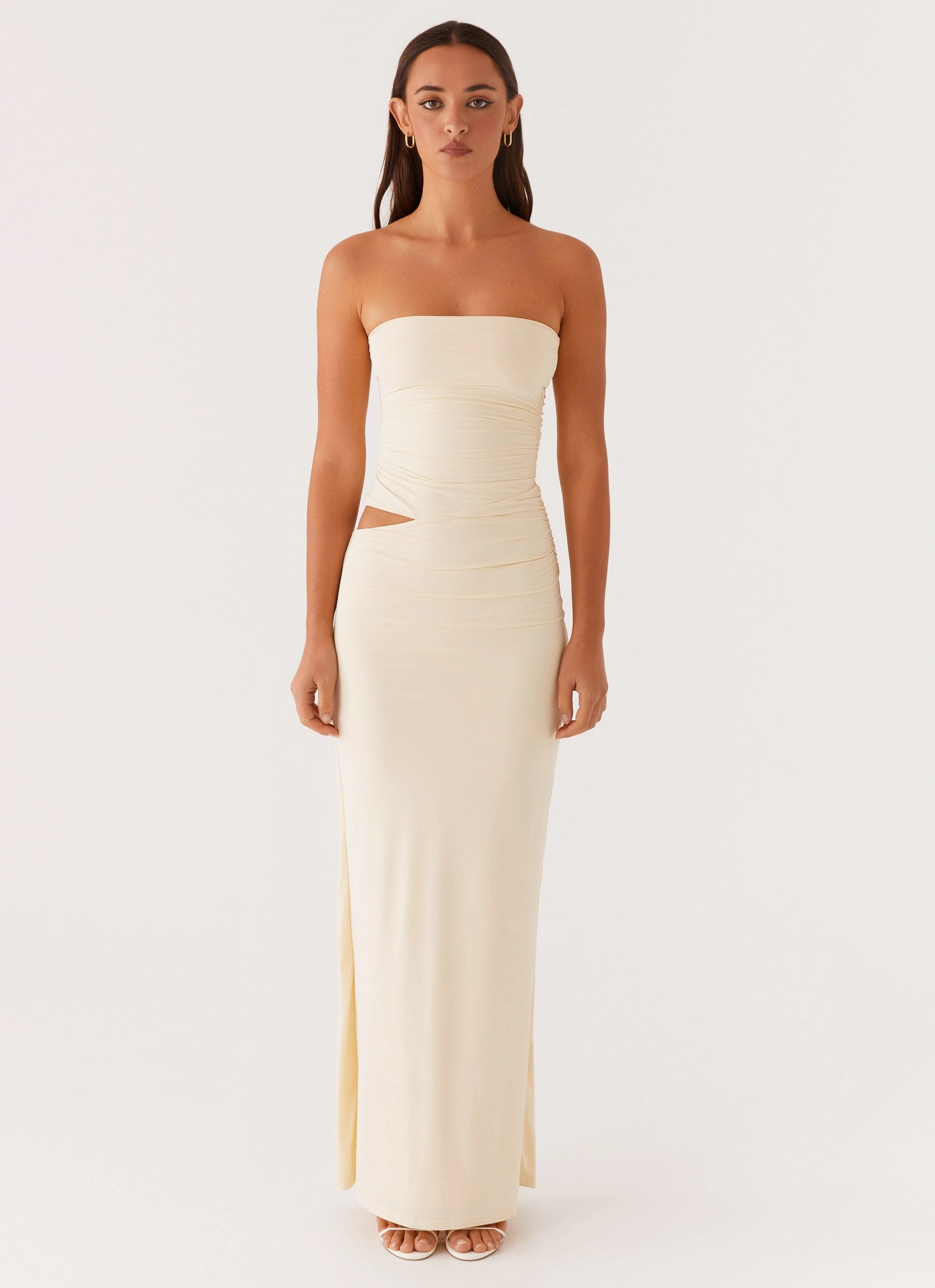 Romee Strapless Maxi Dress - Pastel Yellow Smooth Fit