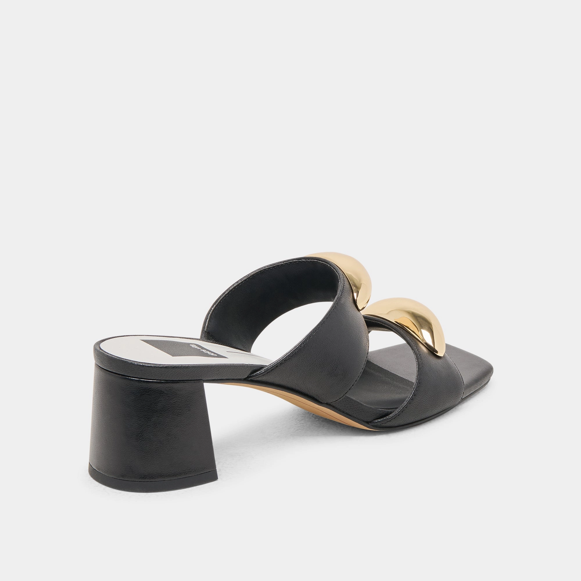 BARNET HEELS BLACK LEATHER Luxe Touch Gold Shine