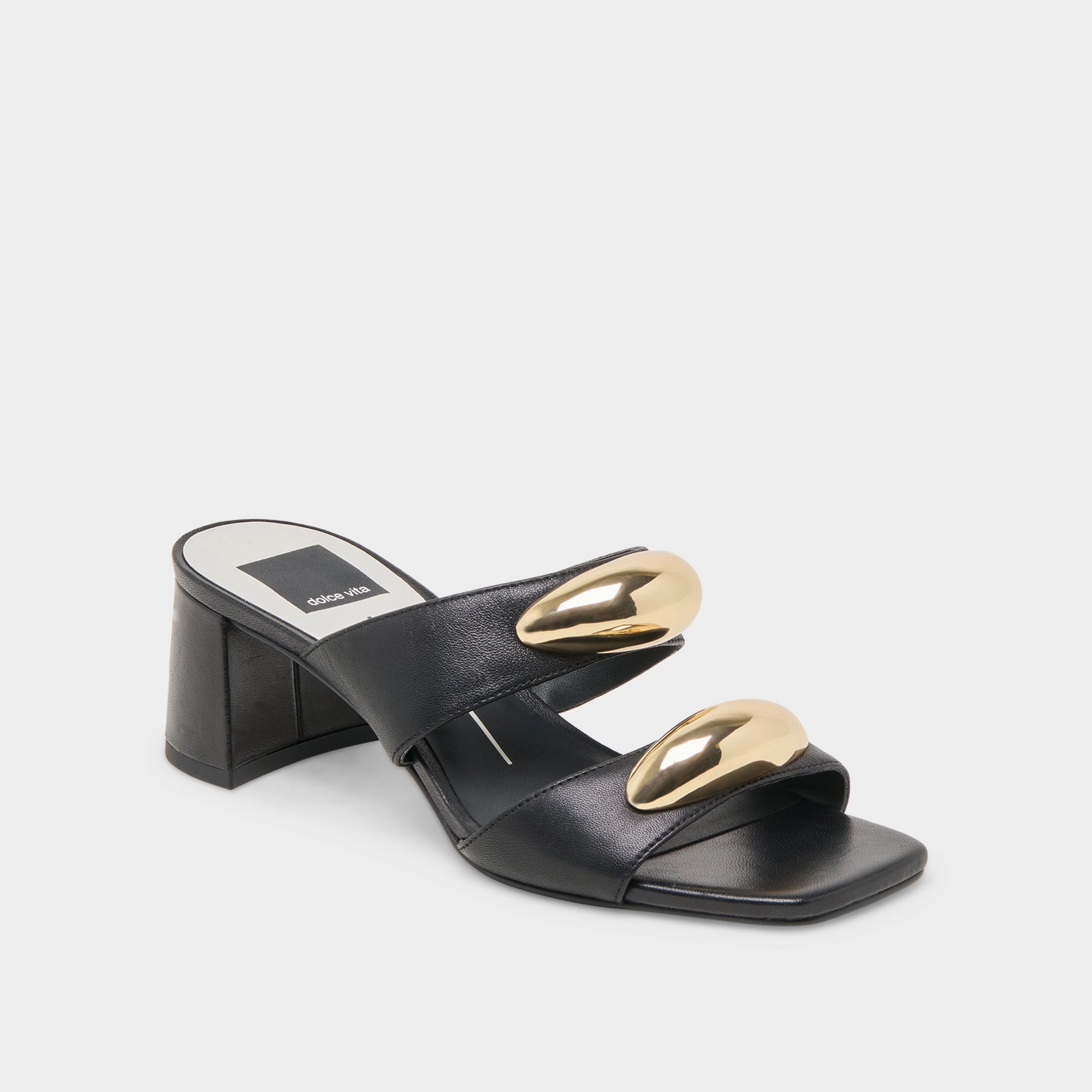 Heel Height Fashion Sandals BARNET HEELS BLACK LEATHER