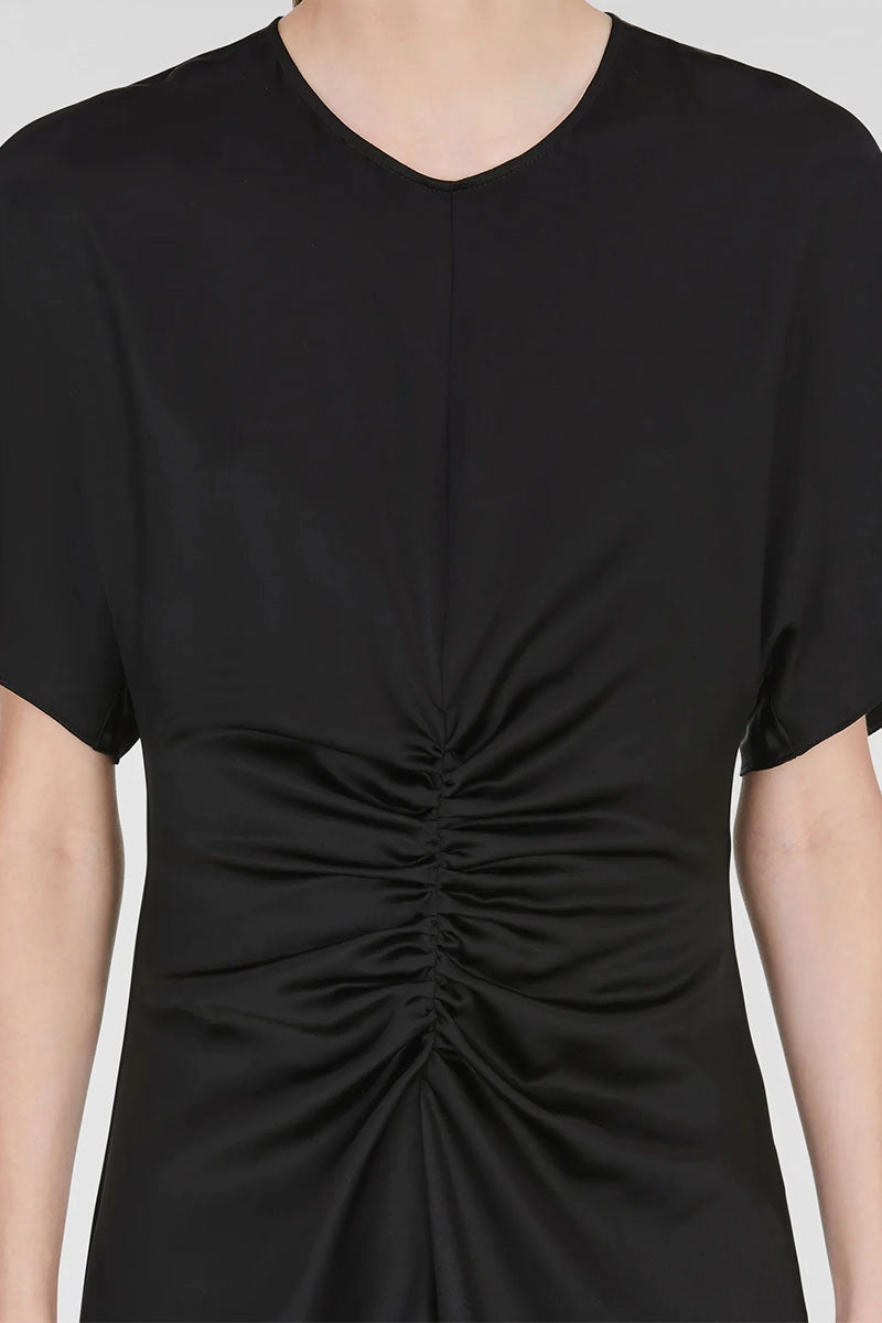 Season Ready french chic Ruched Satin Dress