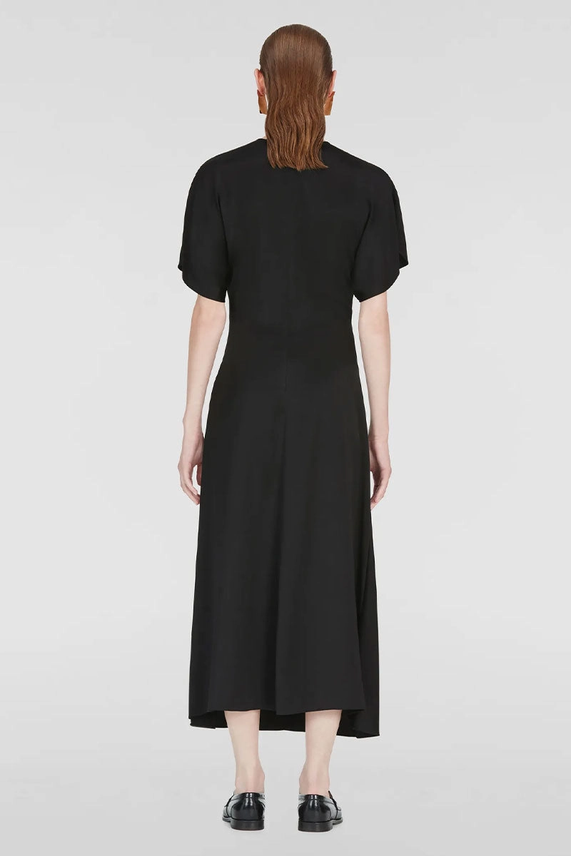 Vibrant Waist Fit Ruched Satin Dress