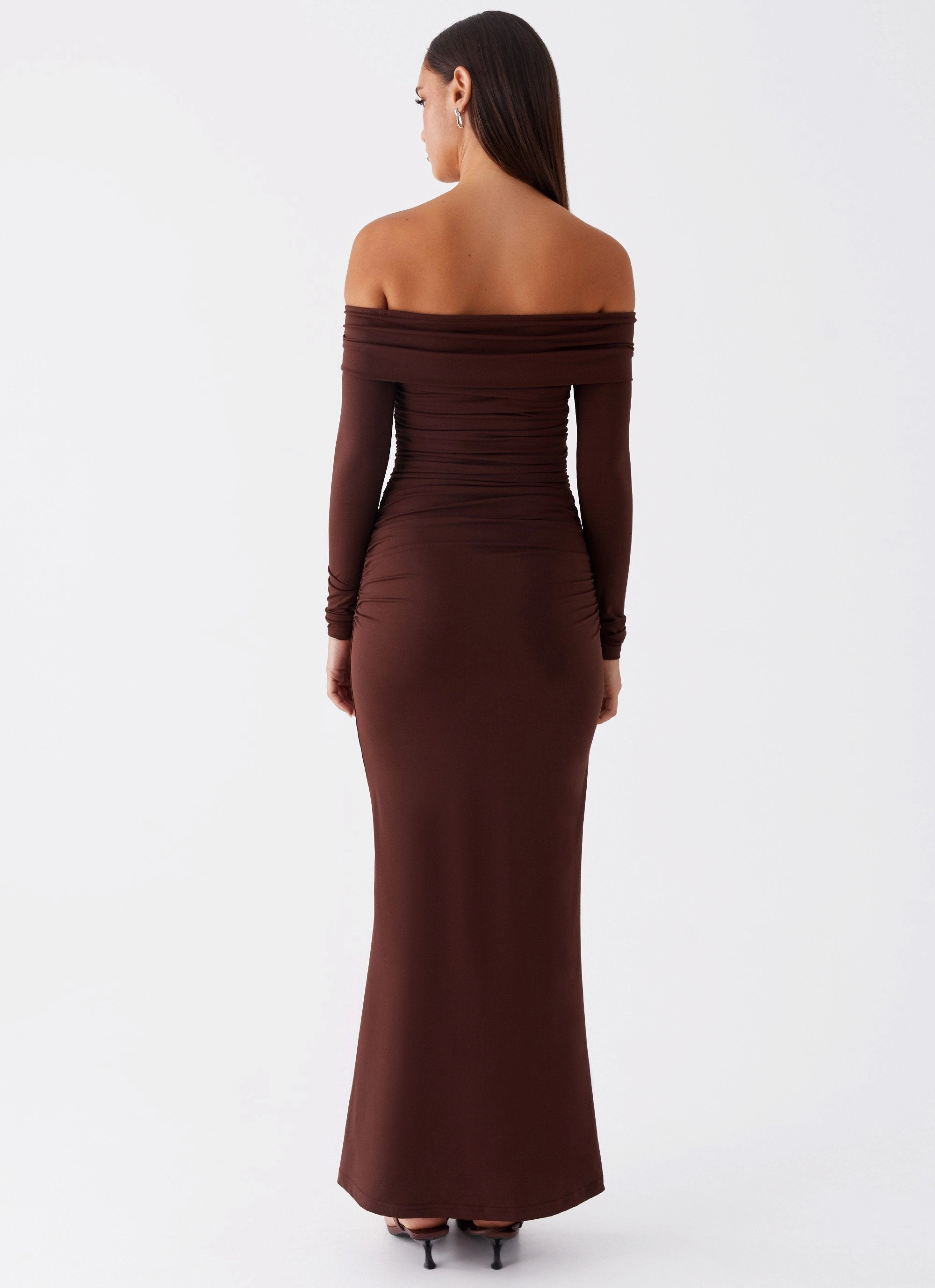 Rudy Long Sleeve Maxi Dress - Chocolate Timeless Soft Pastel-Tone