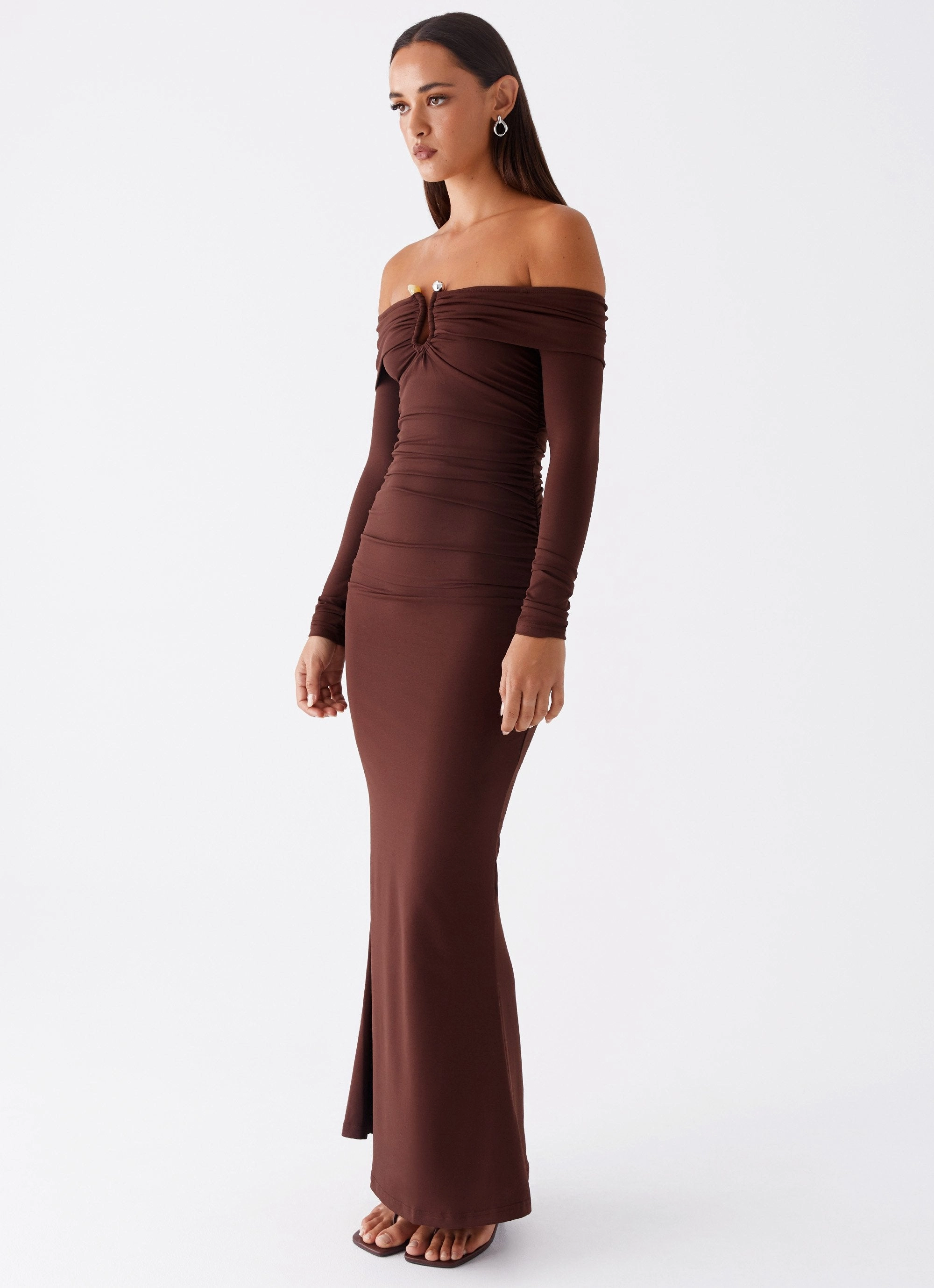Rudy Long Sleeve Maxi Dress - Chocolate Youth Charm