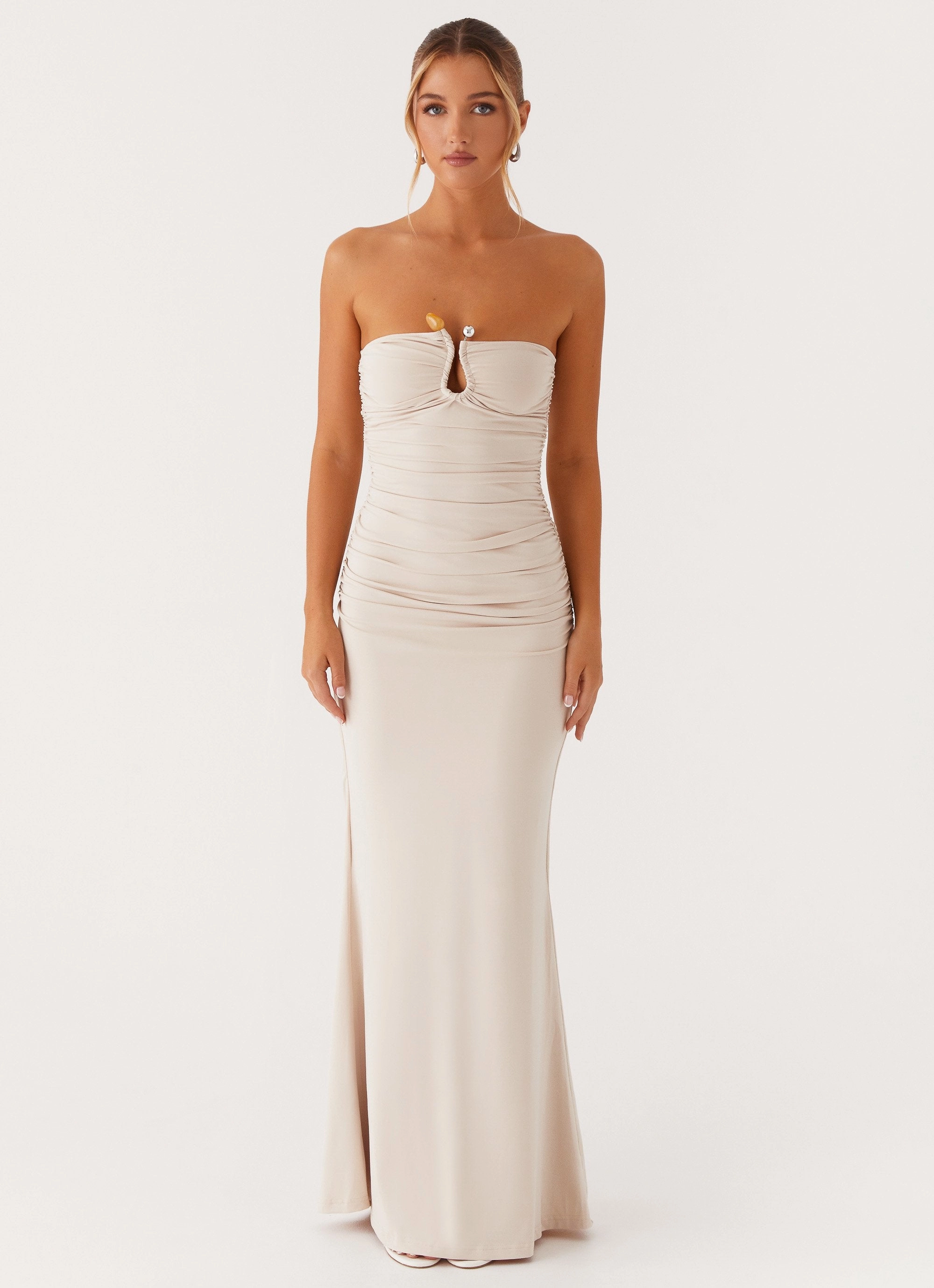 Rudy Maxi Dress - Ivory Street Style Raw-Hem