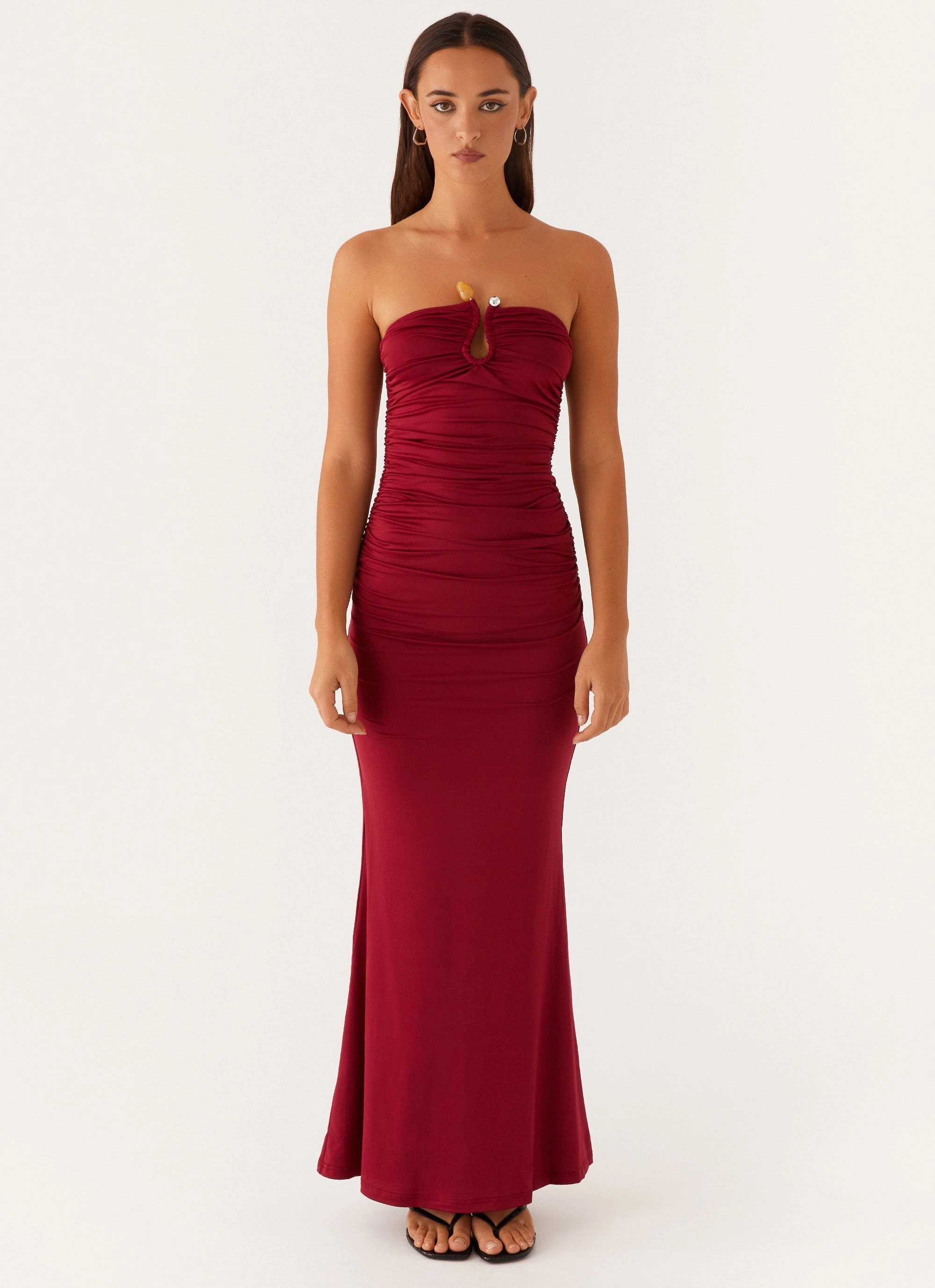 Rudy Maxi Dress - Maroon StretchableKnit