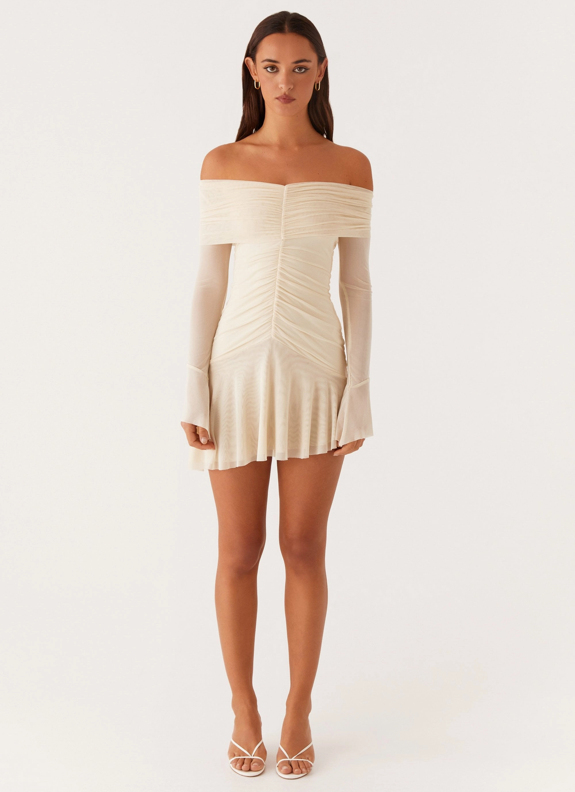 Soft Feel Ellis Ruched Mini Dress - Pastel Yellow
