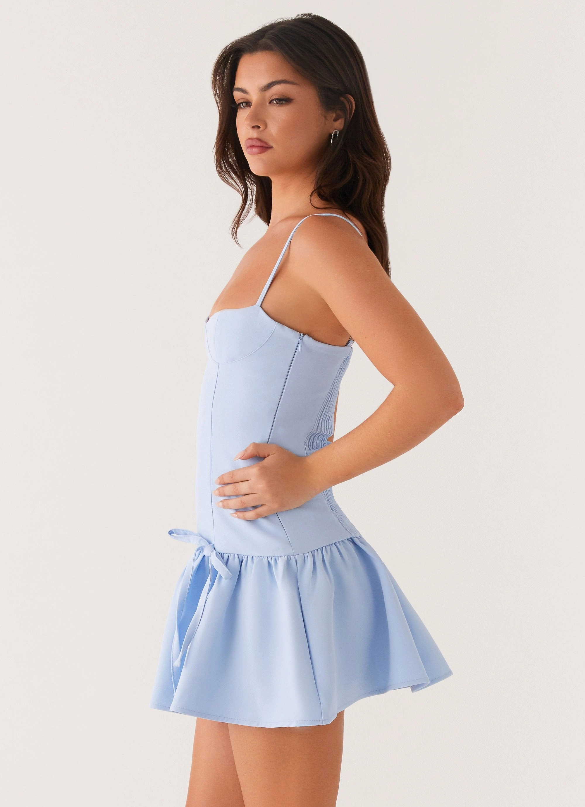 Running Late Mini Dress - Blue Night wear Lace-Sleeve