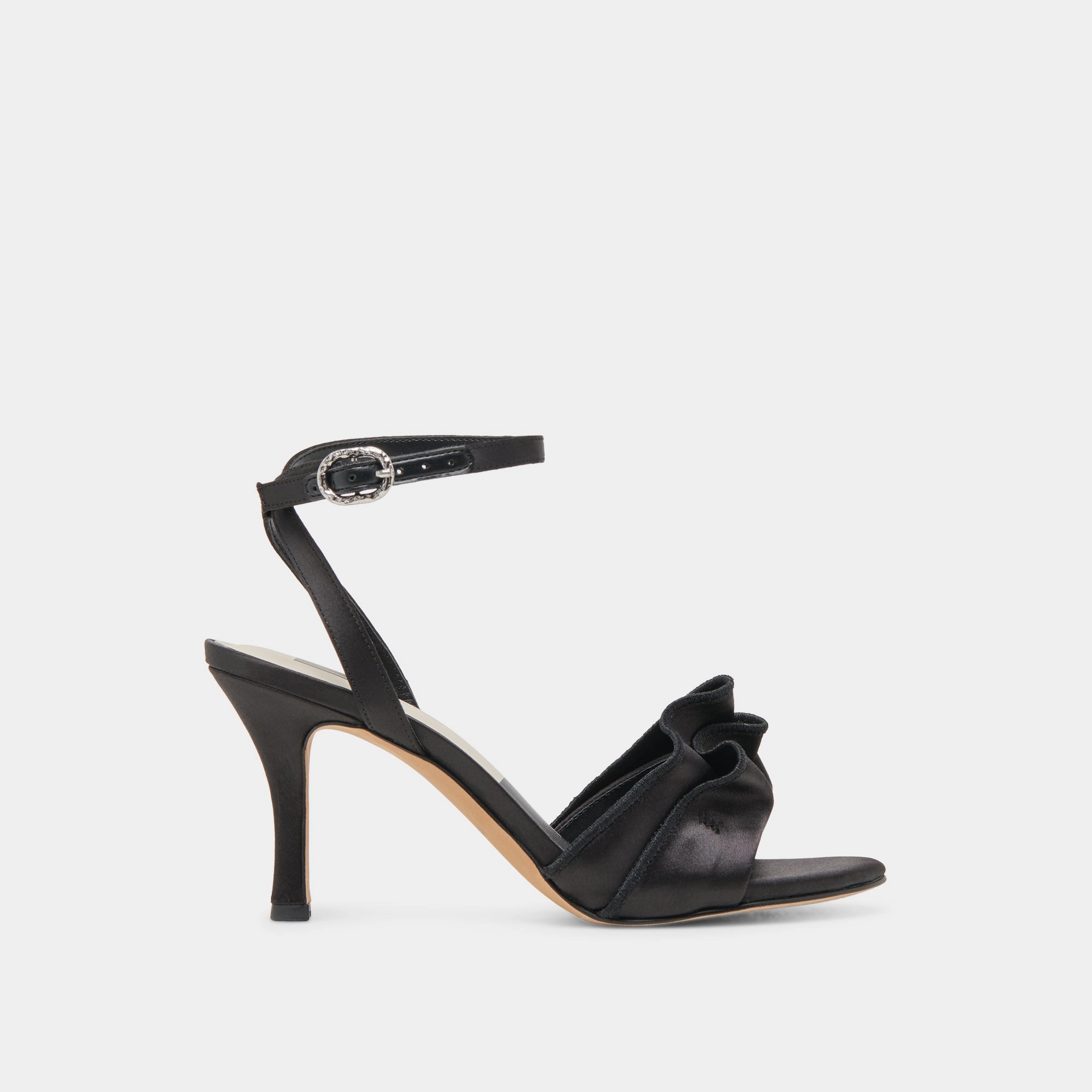 Elegant Shape Designer Quality LUNETE HEELS ONYX SATIN