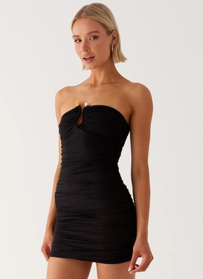 Rudy Mini Dress - Black Drawstring-Closure