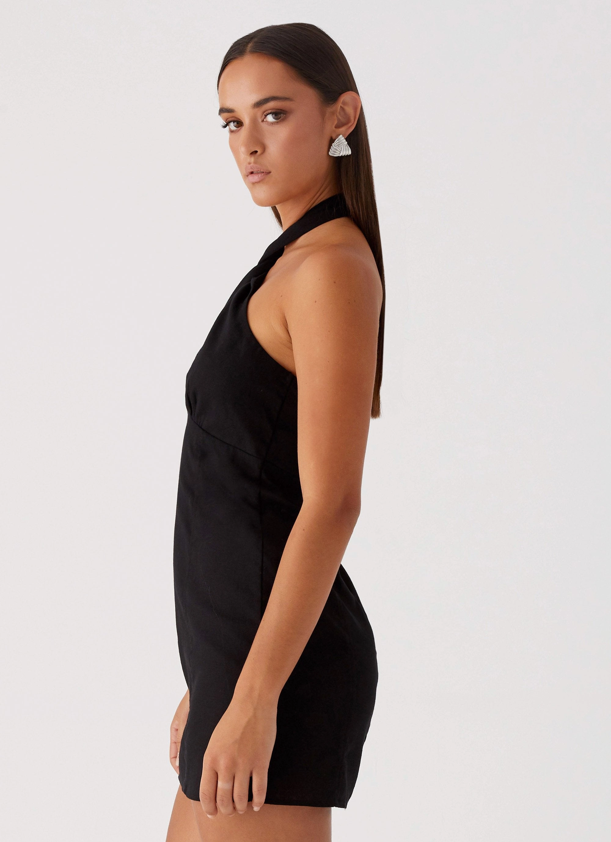 Soft and Smooth Sabine Linen Mini Dress - Black