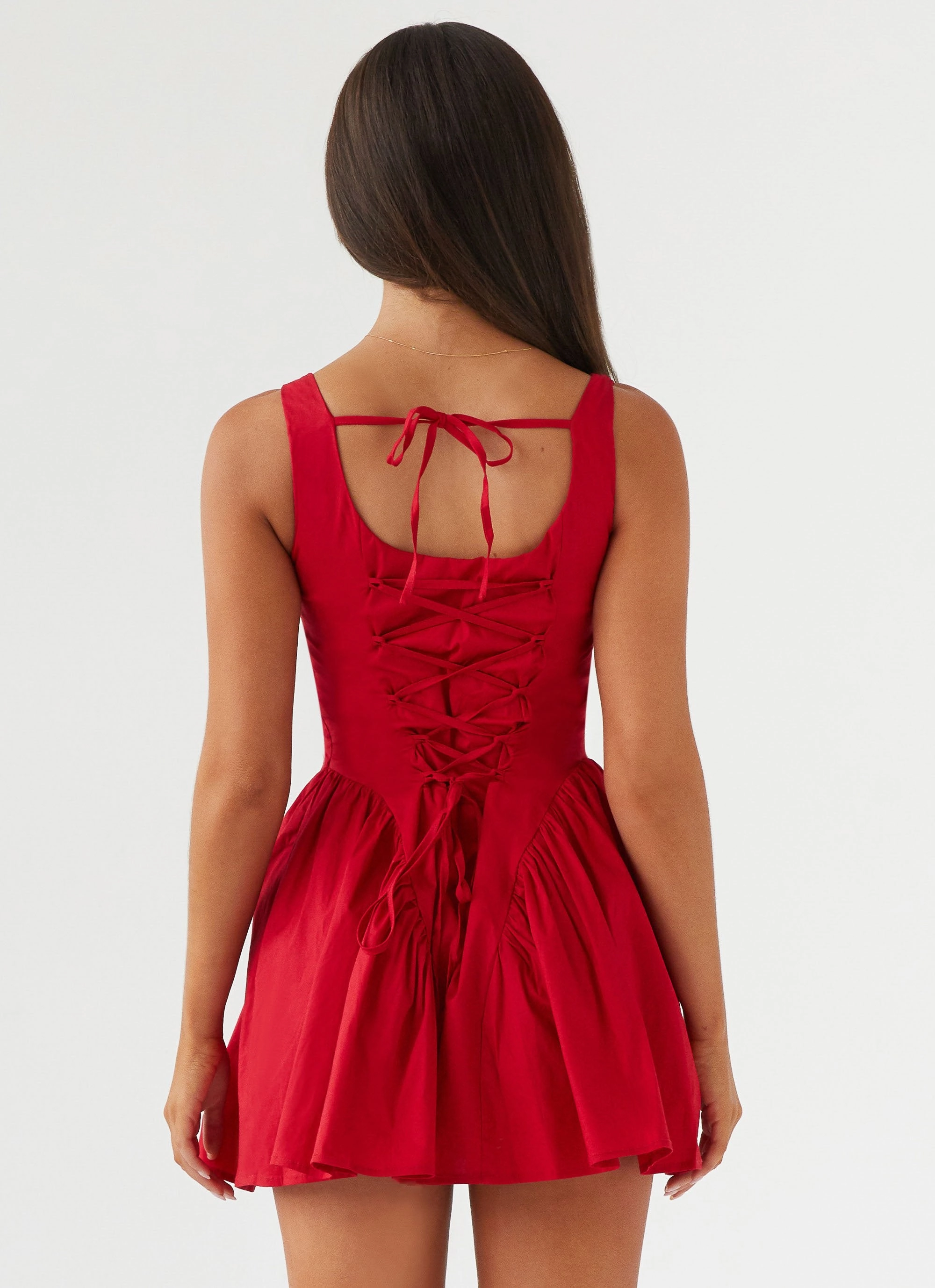 Sassy Soiree Corset Mini Dress - Red Contrast-Panel