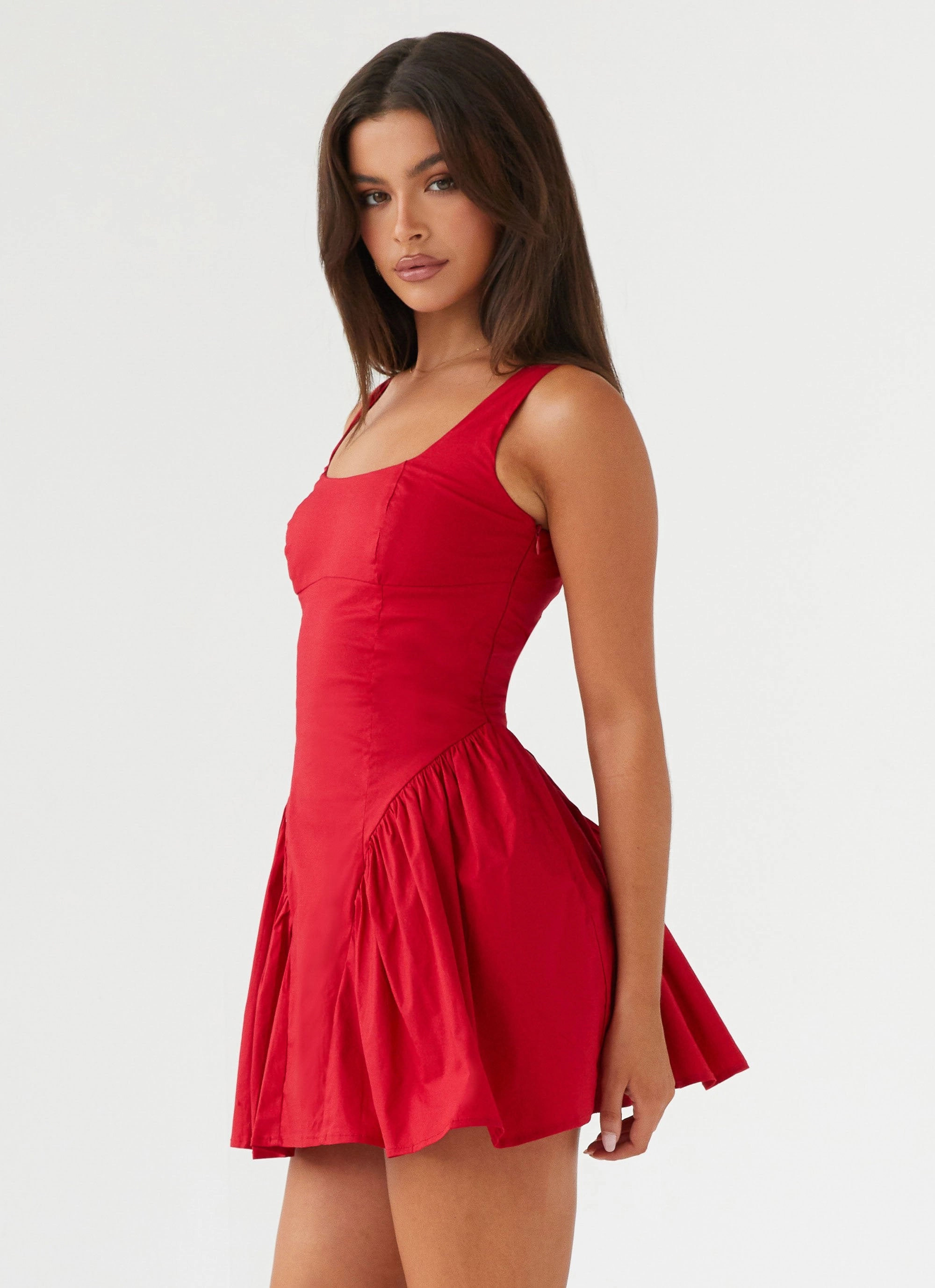 Sassy Soiree Corset Mini Dress - Red Basic Mood Light Cloud