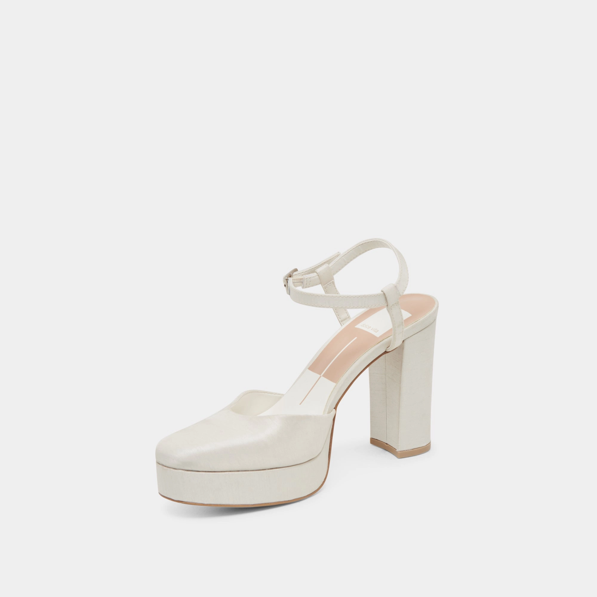 CLAUD HEELS WHITE SATIN Self Spark