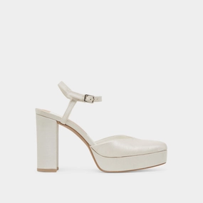 CLAUD HEELS WHITE SATIN Alluring Silhouette