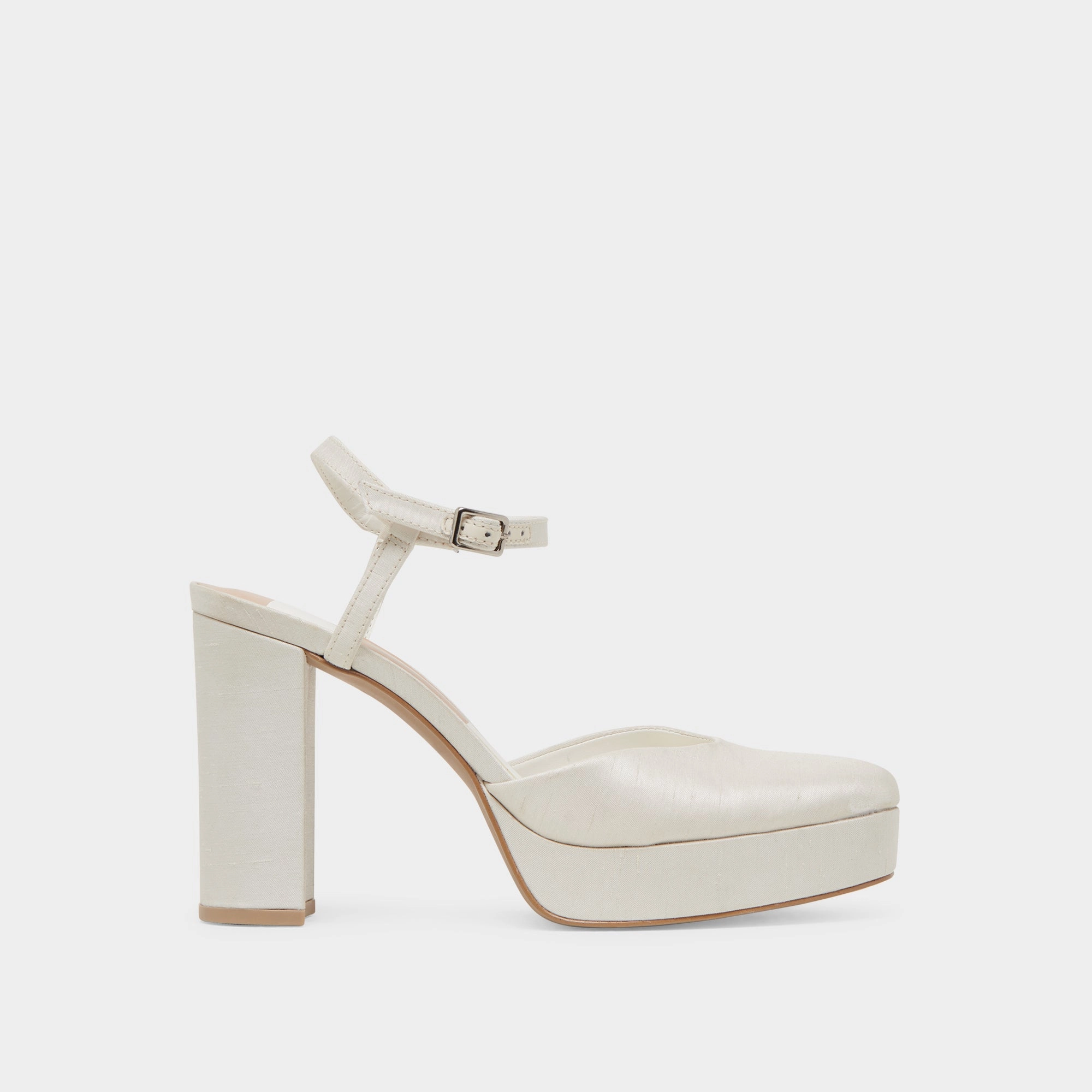 CLAUD HEELS WHITE SATIN Alluring Silhouette
