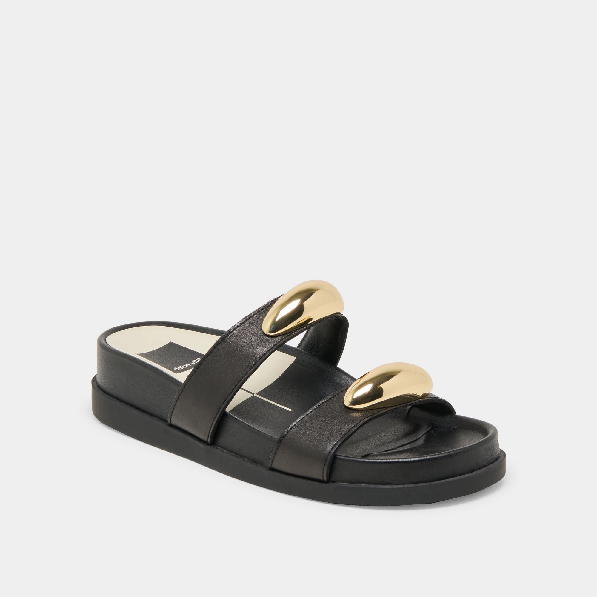 Perfect Fit Water-resistant SATINE SANDALS BLACK LEATHER