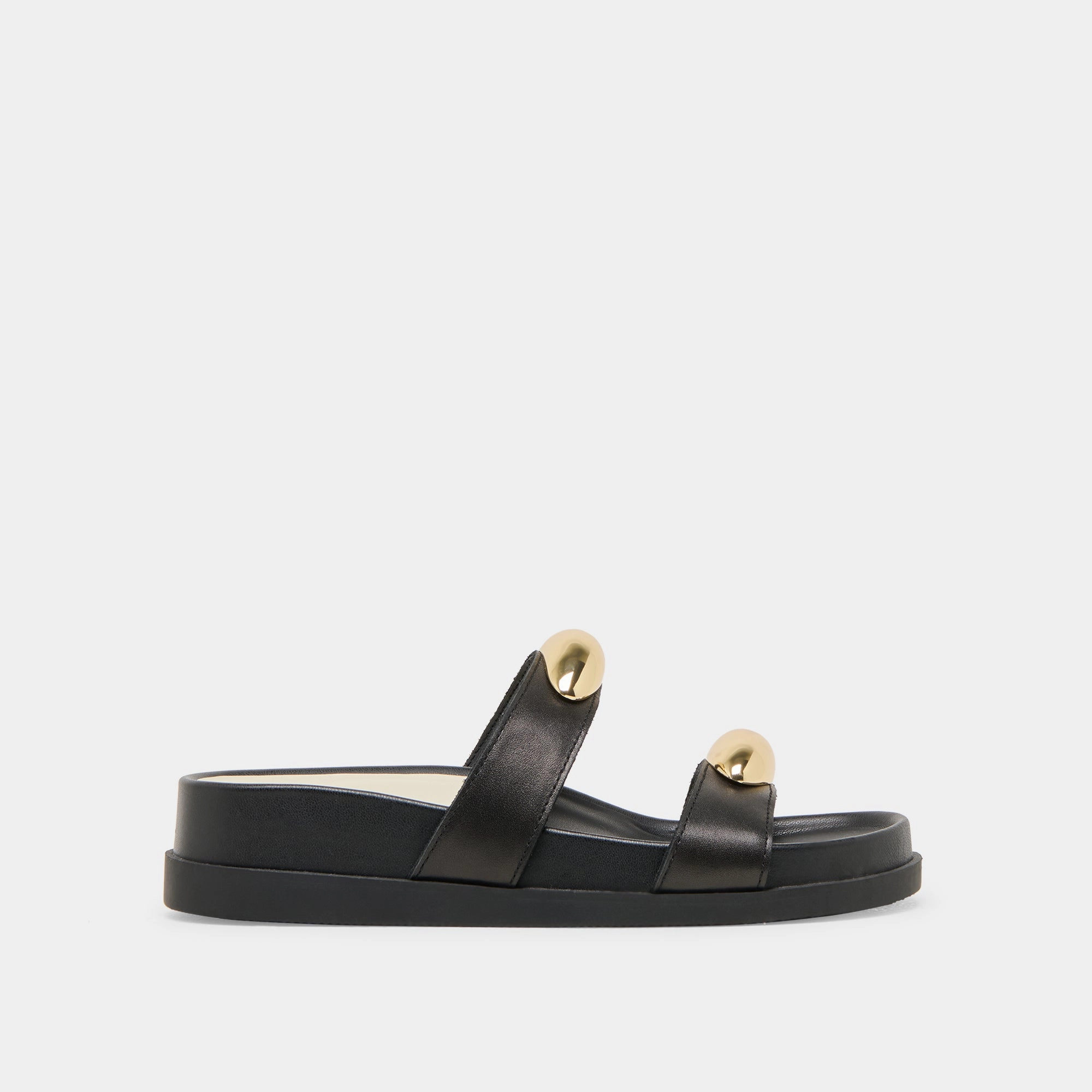 Toe Free Simple Glam SATINE SANDALS BLACK LEATHER