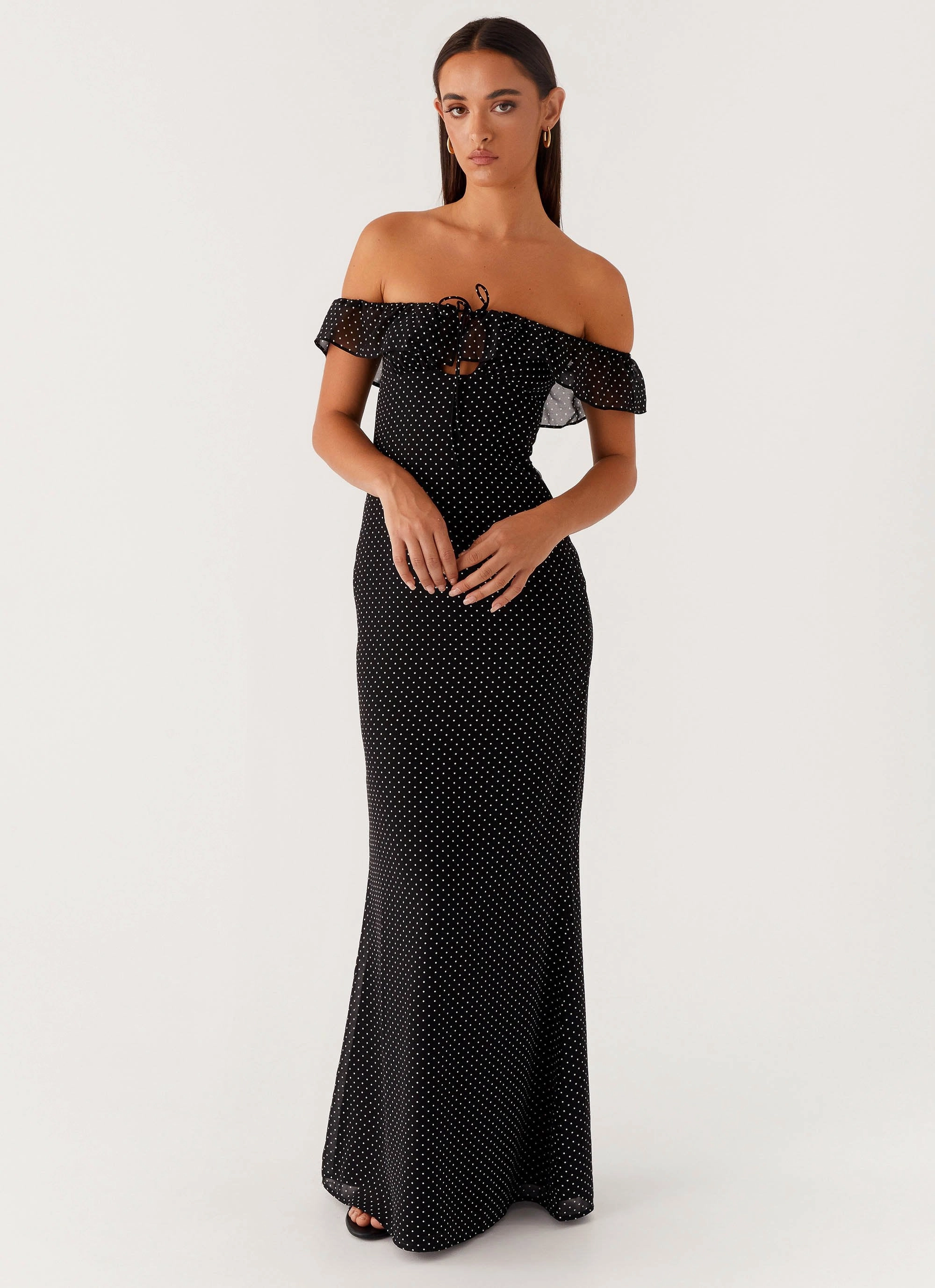 Scarlet Cherry Maxi Dress - Black Polka Dot Moment Soft