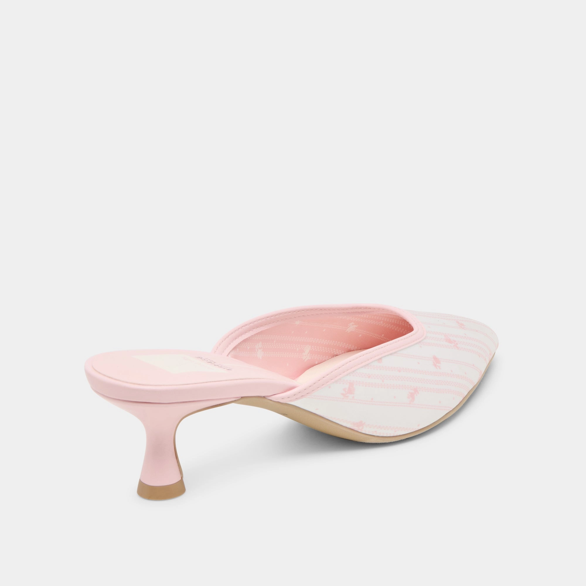 CLEO X BYRDIE GOLF WIDE HEELS PINK FLORAL SATIN Photo Spark