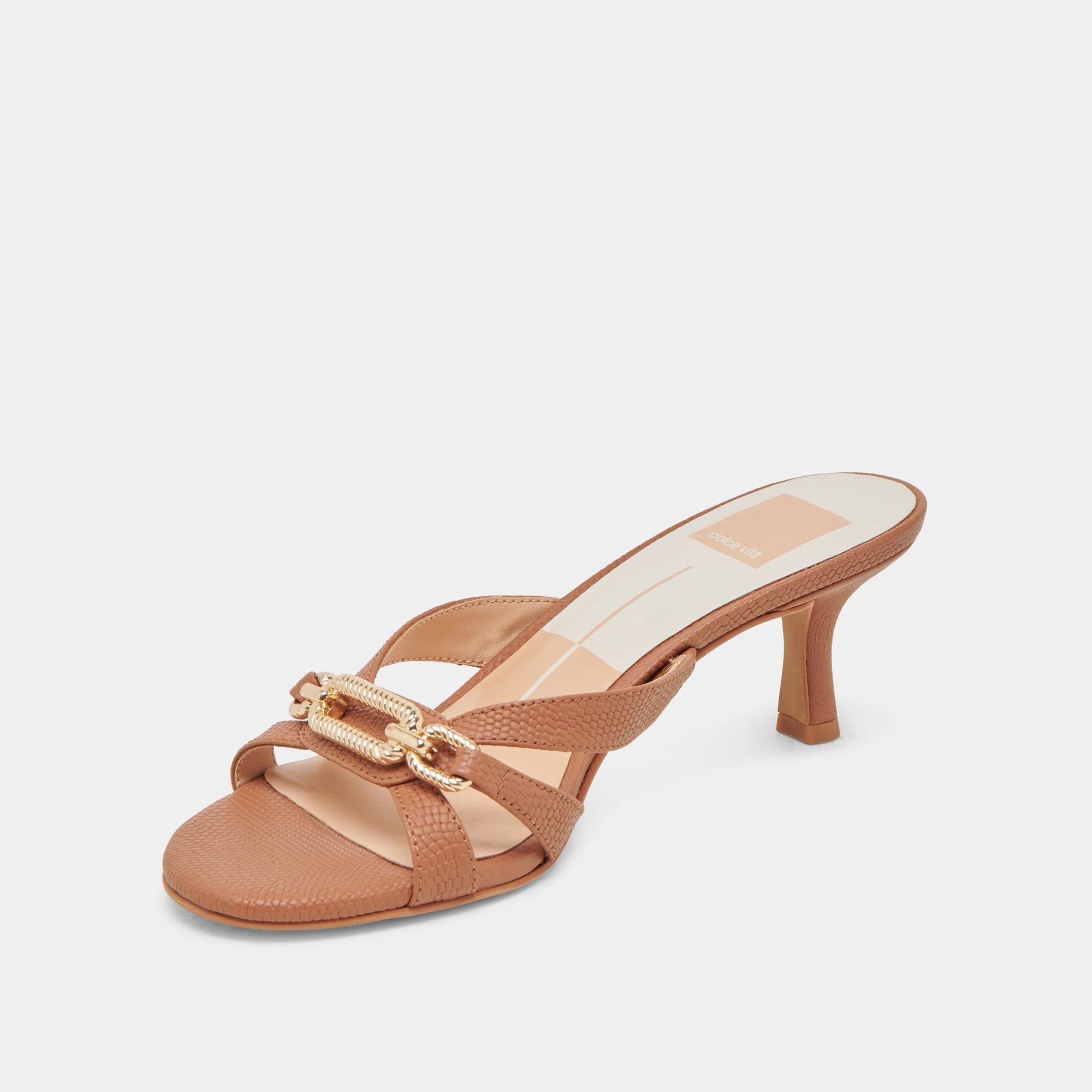 Patent Leather LERAH HEELS SADDLE EMBOSSED LEATHER