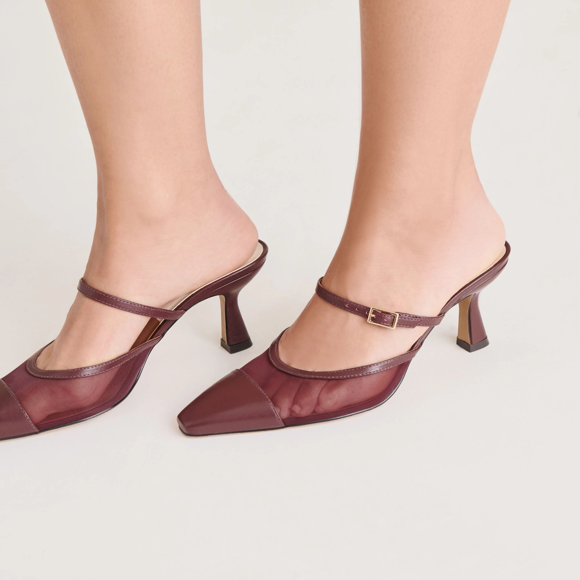 Luxury Pumps Glamorous Appeal LOYD HEELS BURGUNDY MESH