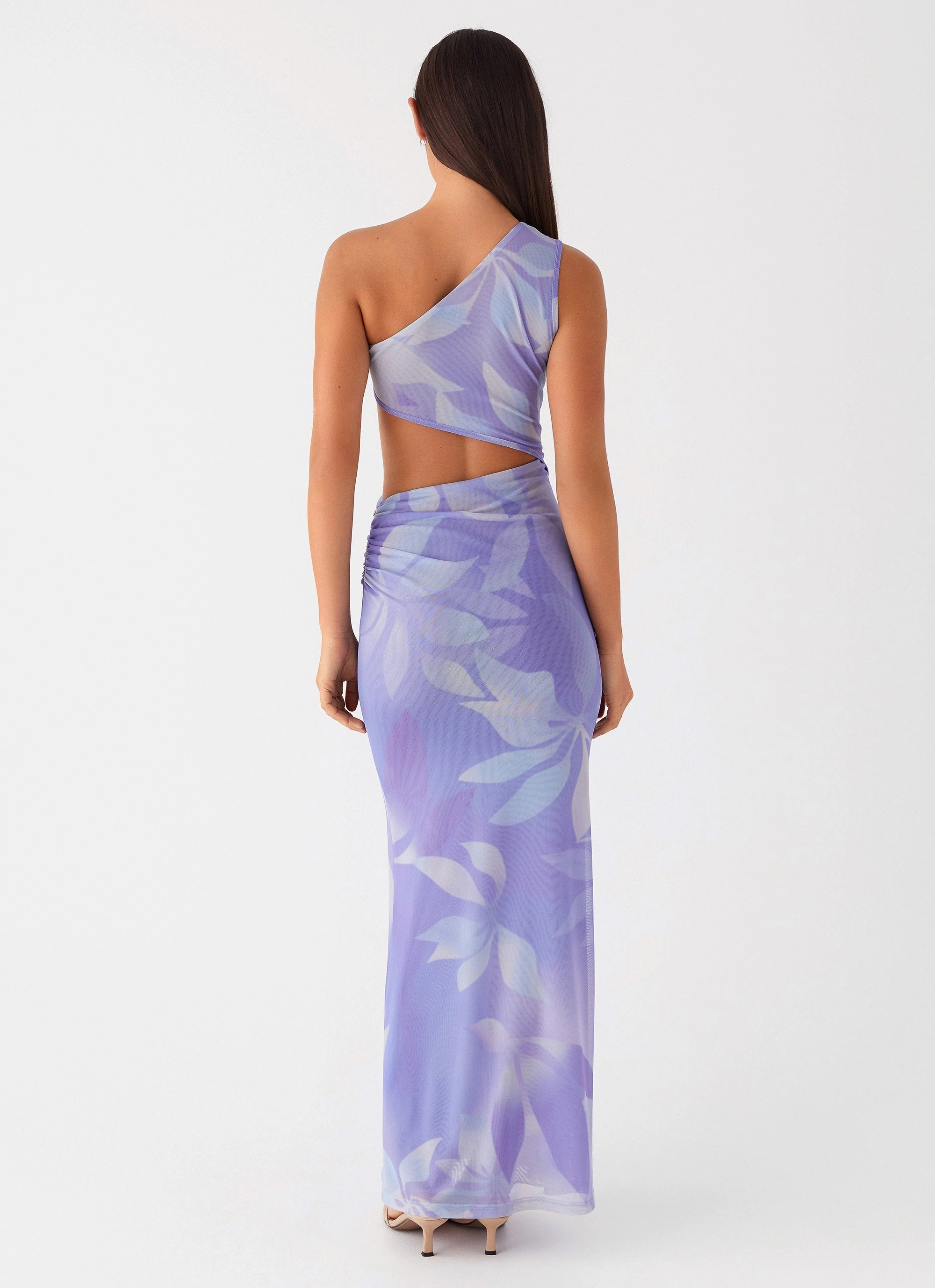Cotton Skin Romantic Soft Shadows In The Sun Mesh Maxi Dress - Purple Rain
