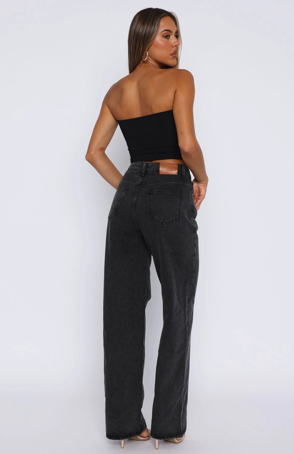 Pre Shrunk Fabric Eco Friendly Night Out Bring The Style High Rise Wide Leg Jeans Black Acid
