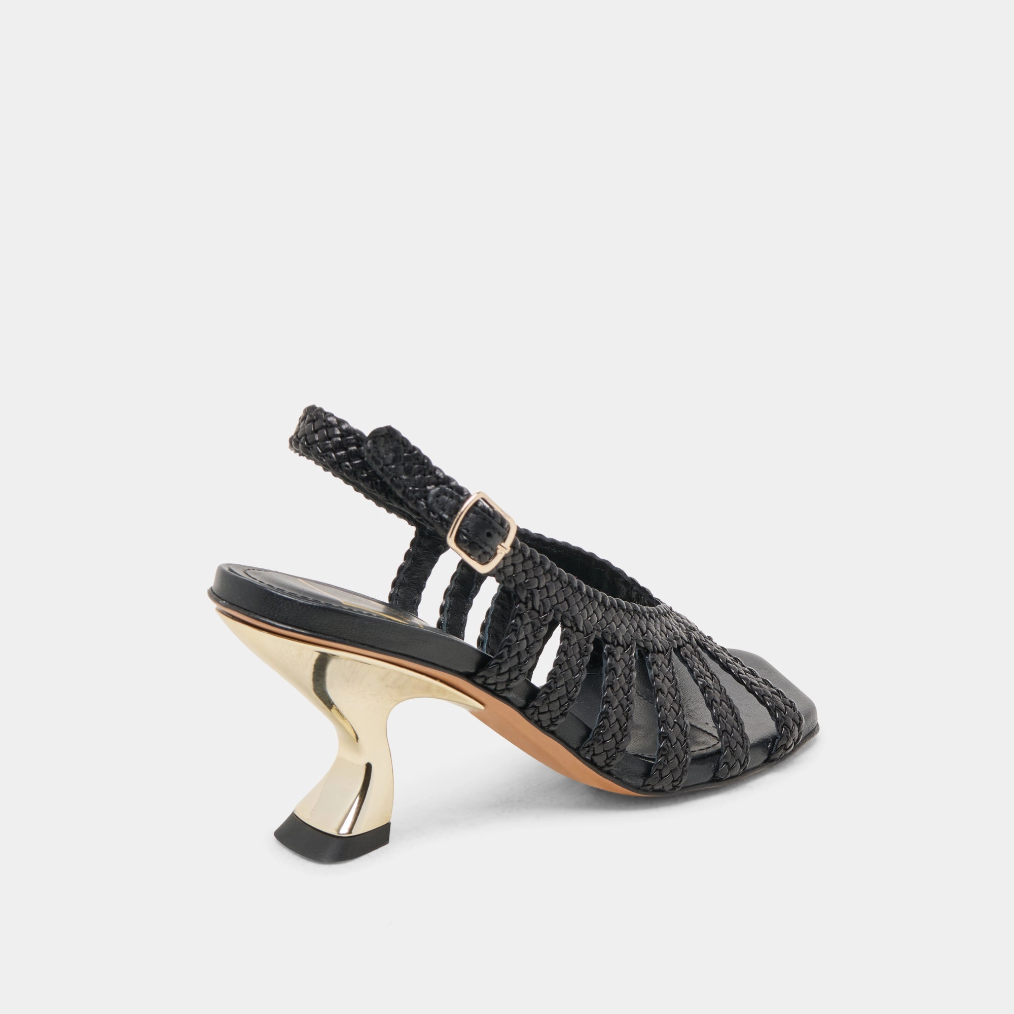 SICILY HEELS BLACK WOVEN LEATHER Summer Step Power Glam