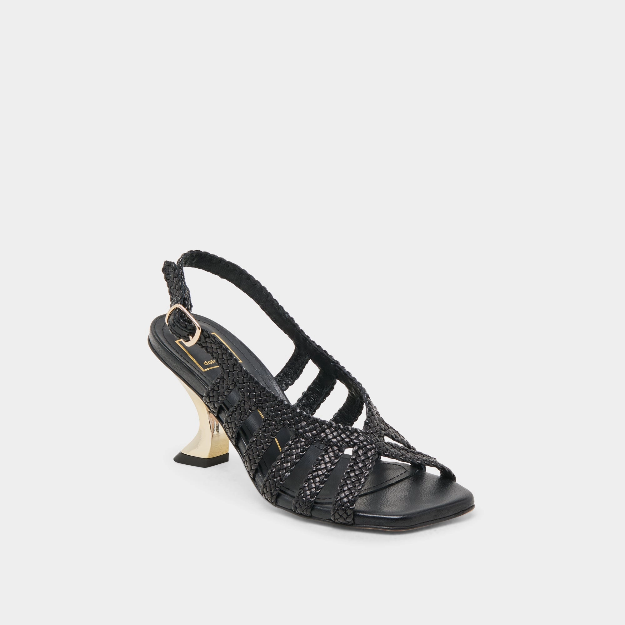 SICILY HEELS BLACK WOVEN LEATHER Polished Craft