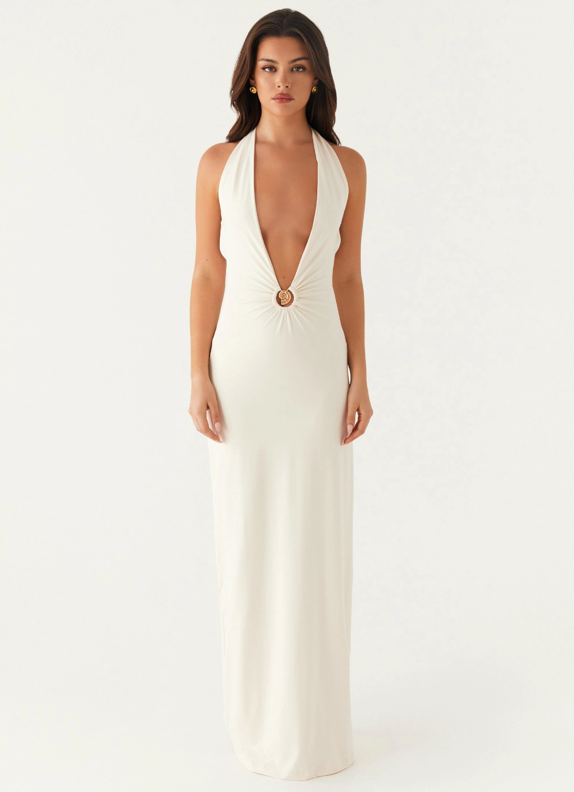 Pure Shape Shiny Zip Dominica Maxi Dress - Ivory