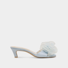NARITA PEARL HEELS LIGHT BLUE SATIN Walk Elegant