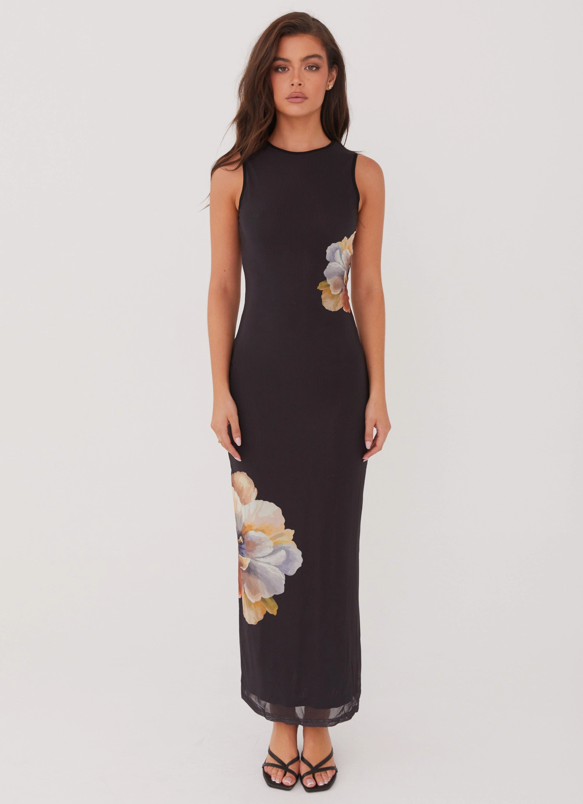 Side Effects Mesh Maxi Dress - Black Orchid Soft Waist Light Outfit