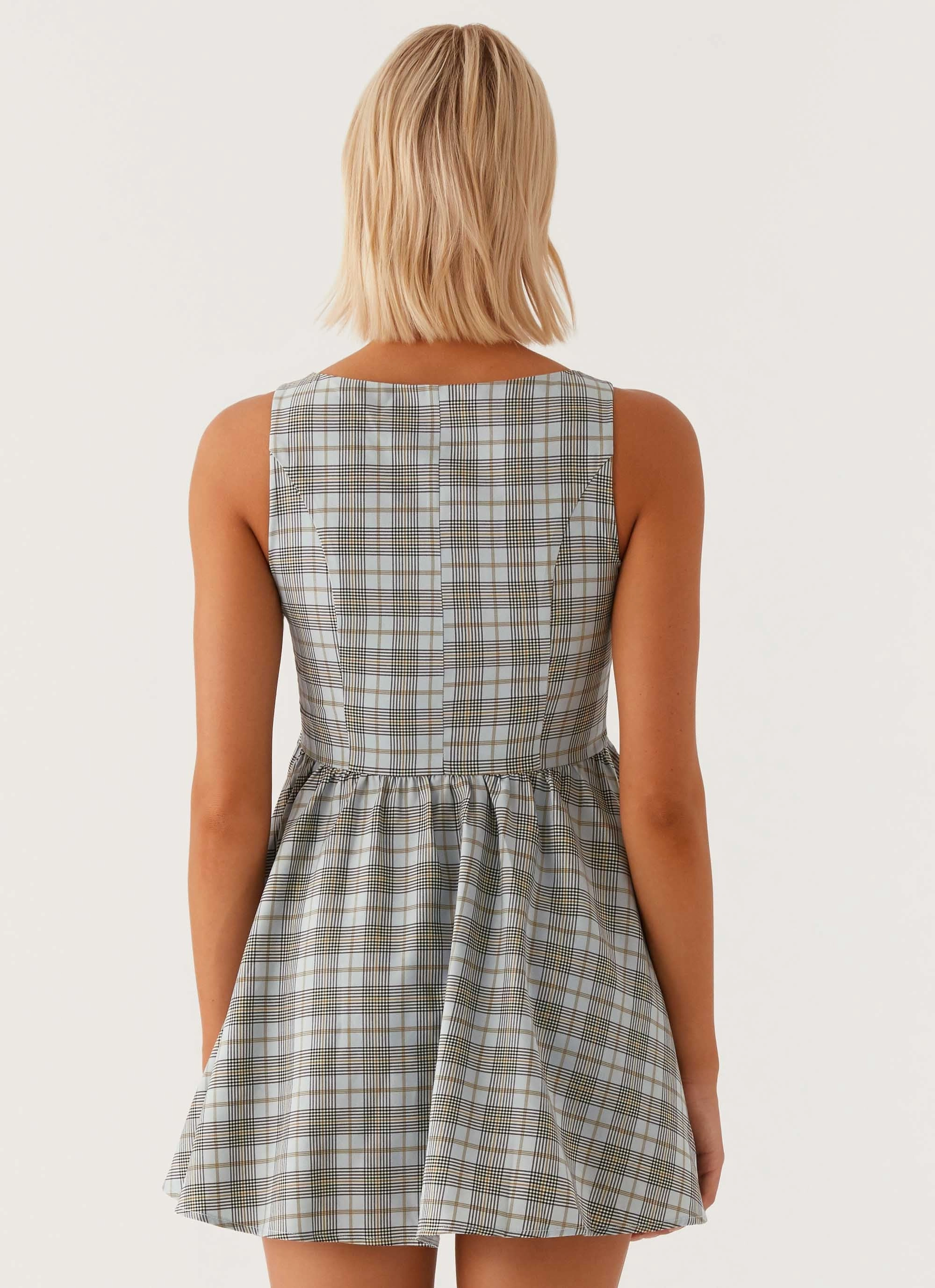 Boxy-Style Color Pop Steffie Mini Dress - Check