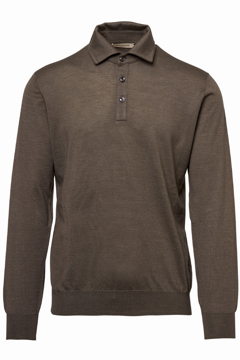 Silk Cashmere Polo Hygroscopic Fiber Blend Flex Knit Ribbing