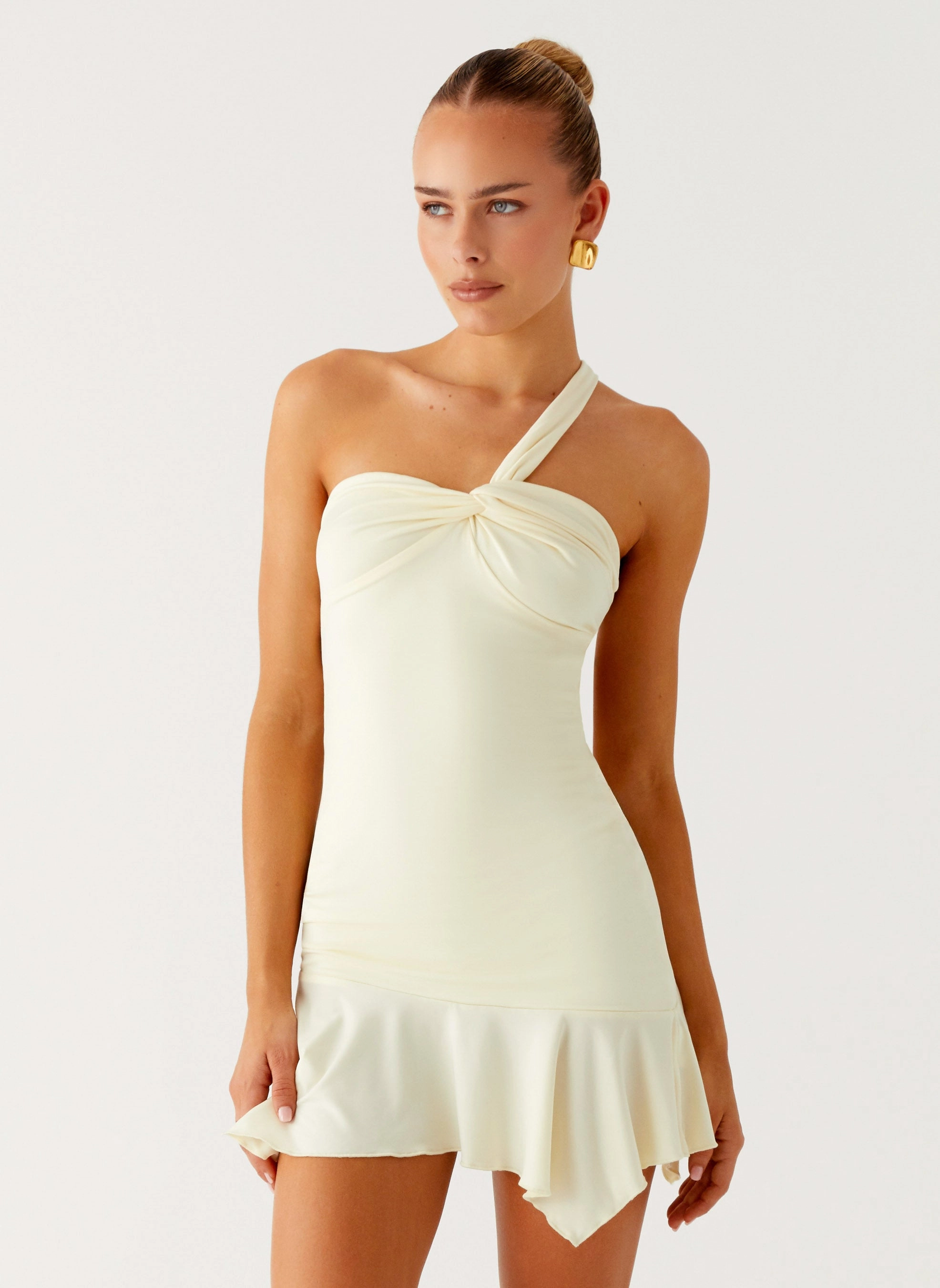 Not Your Fan Cut Out Mini Dress - Yellow All Day