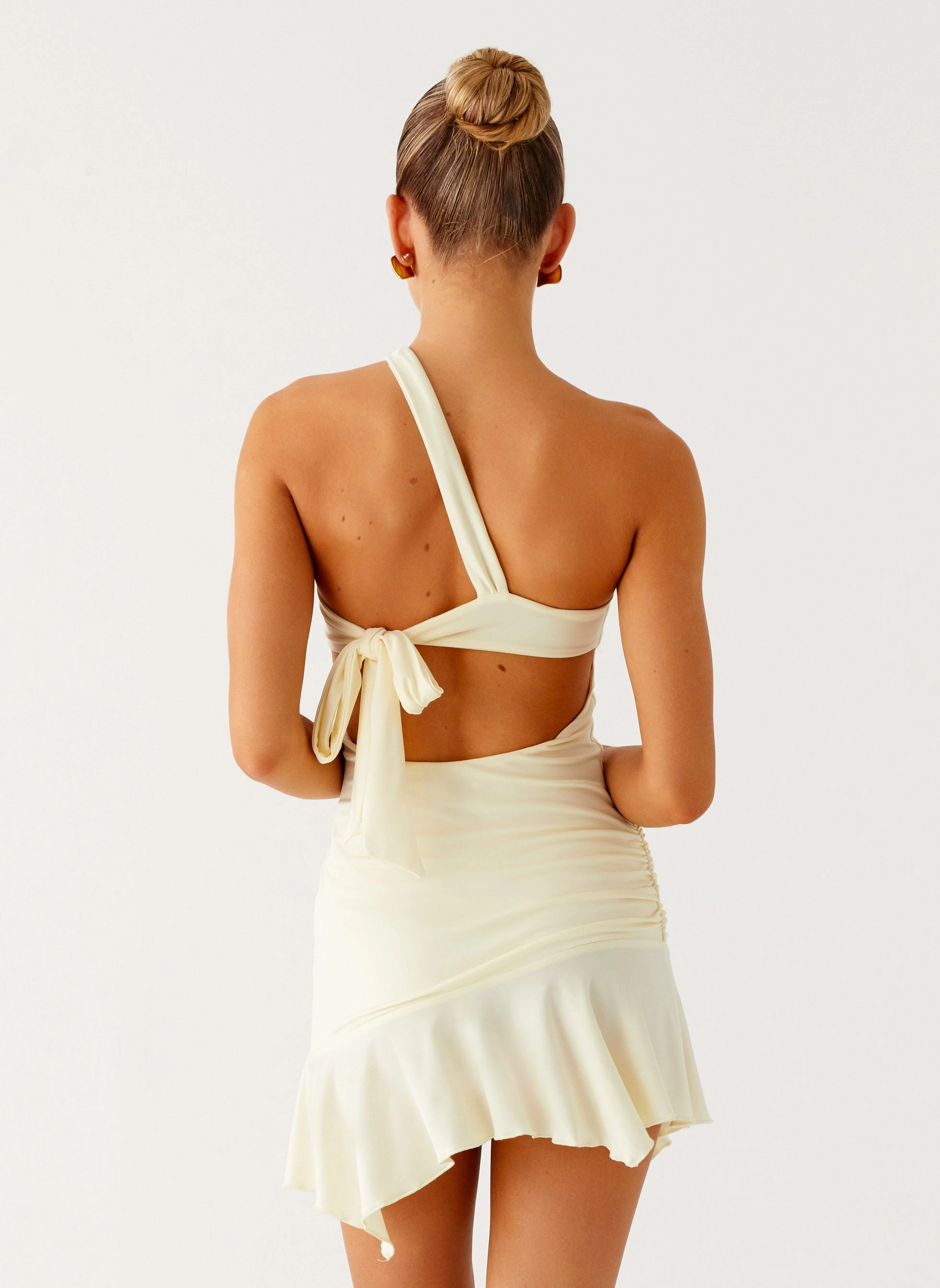 Modest Cut Not Your Fan Cut Out Mini Dress - Yellow